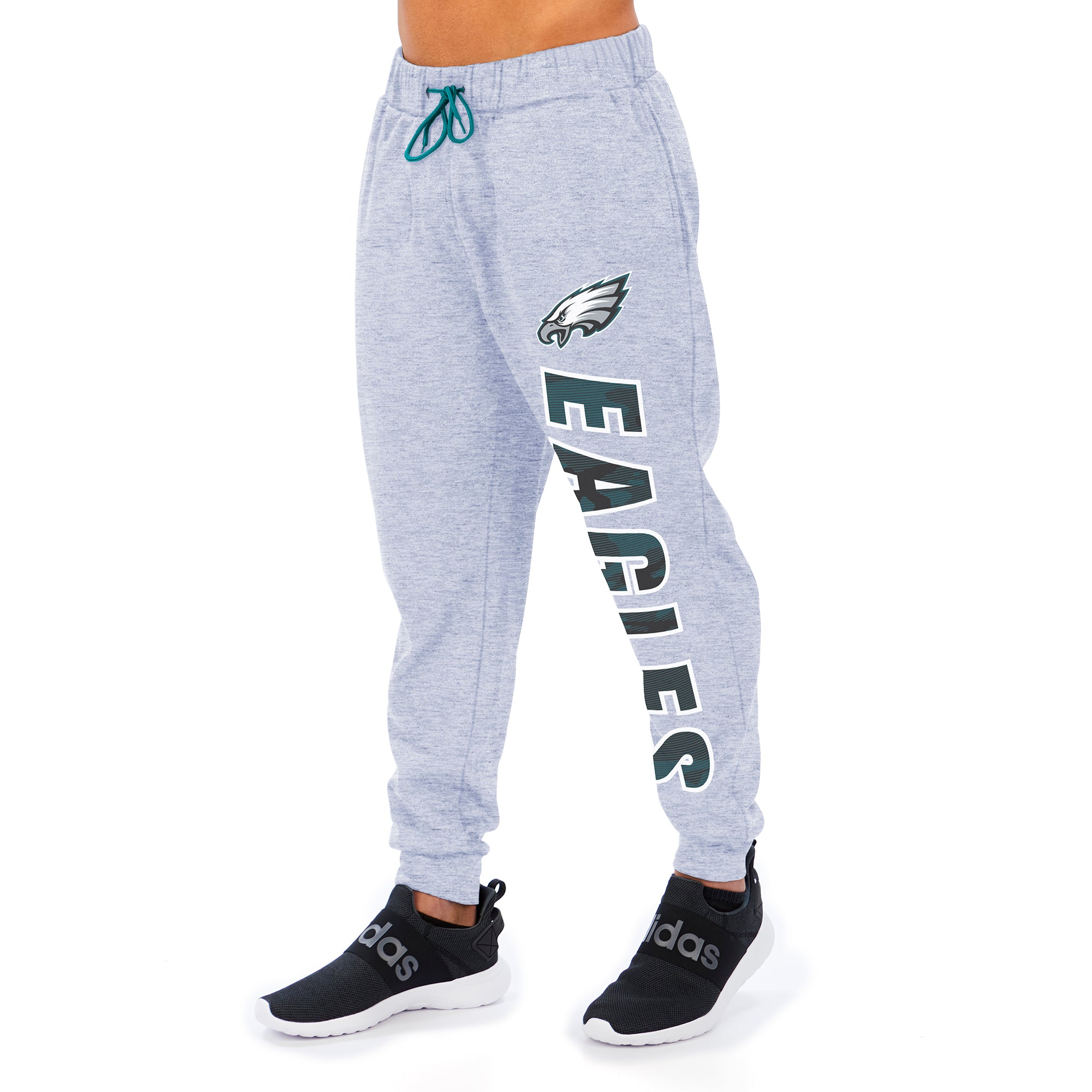 Zubaz Men's NFL Philadelphia Eagles Heather Gray Jogger with Camo Lines Graphic