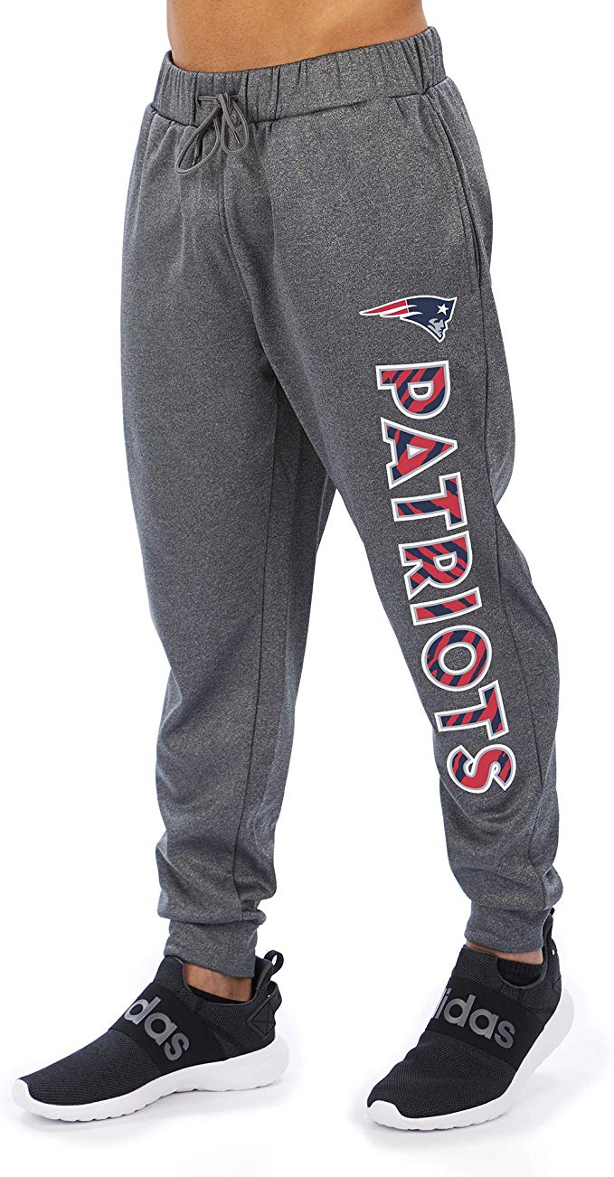 Zubaz NFL Football Men’s New England Patriots Gameday Zebra Wordmark Poly Fleece Jogger Pant