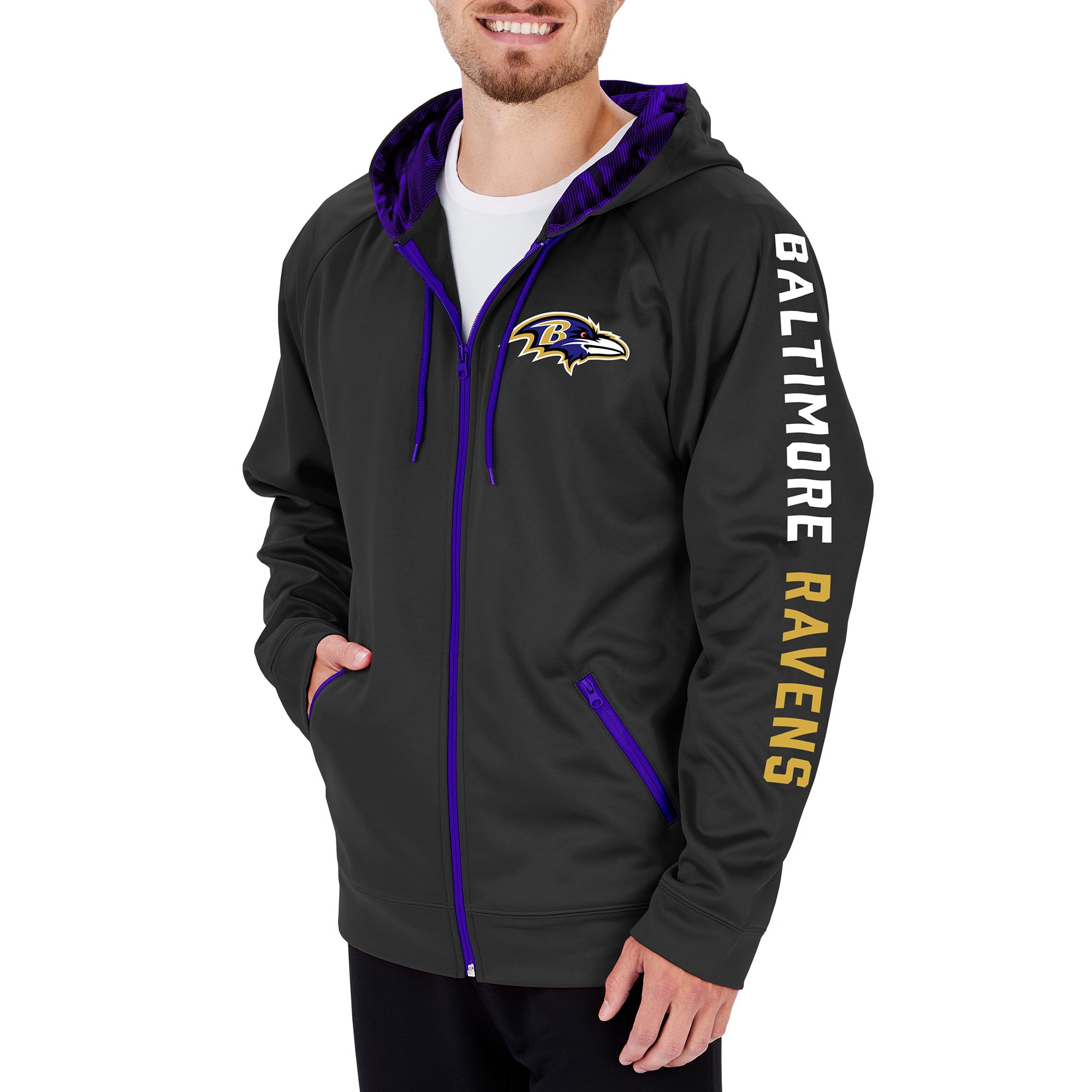 Zubaz Men's NFL Baltimore Ravens Full Zip Camo Hoodie