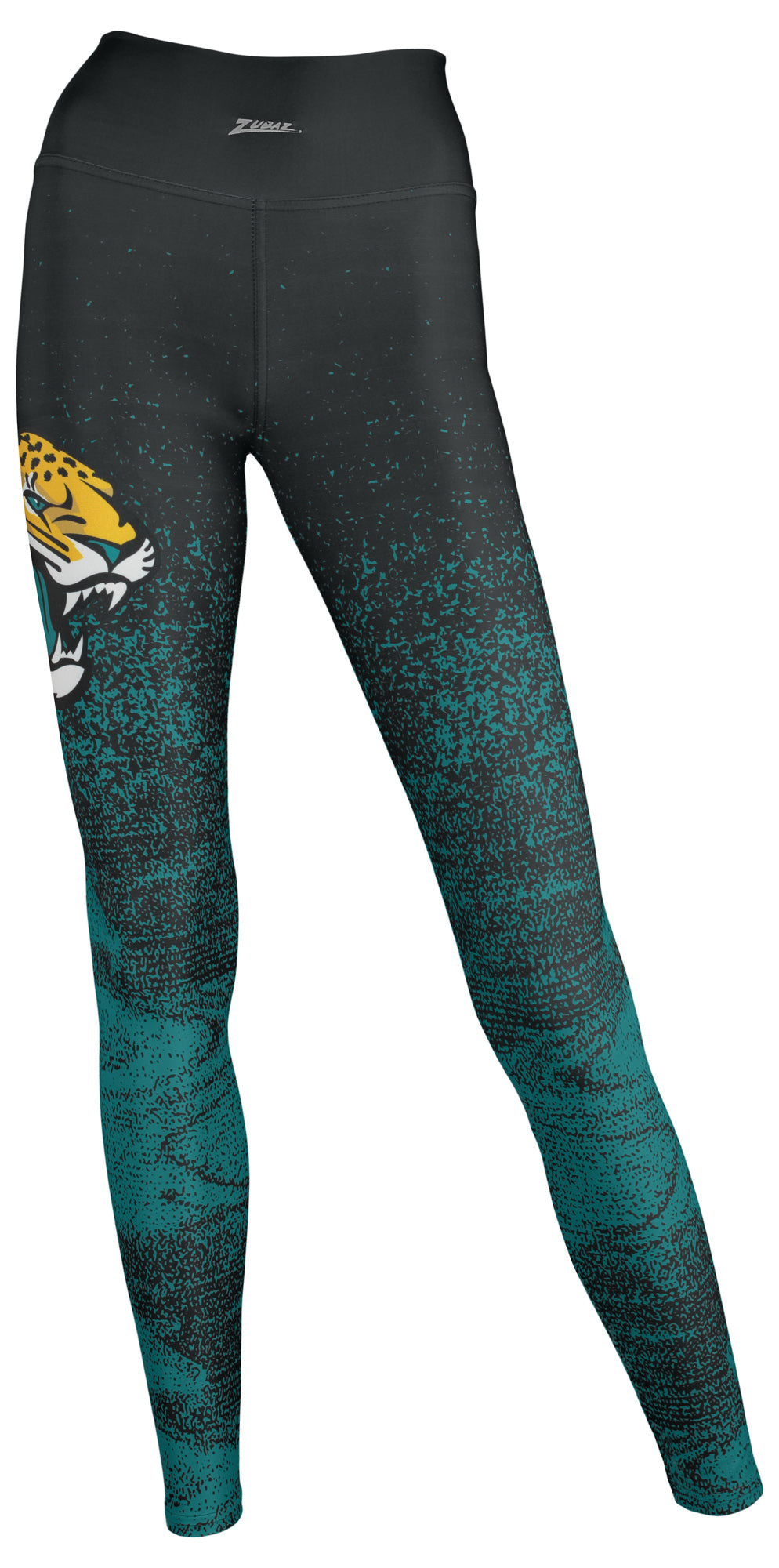 Zubaz NFL Women's JACKSONVILLE JAGUARS BLACK/JAG TEAL STATIC FADE LEGGING