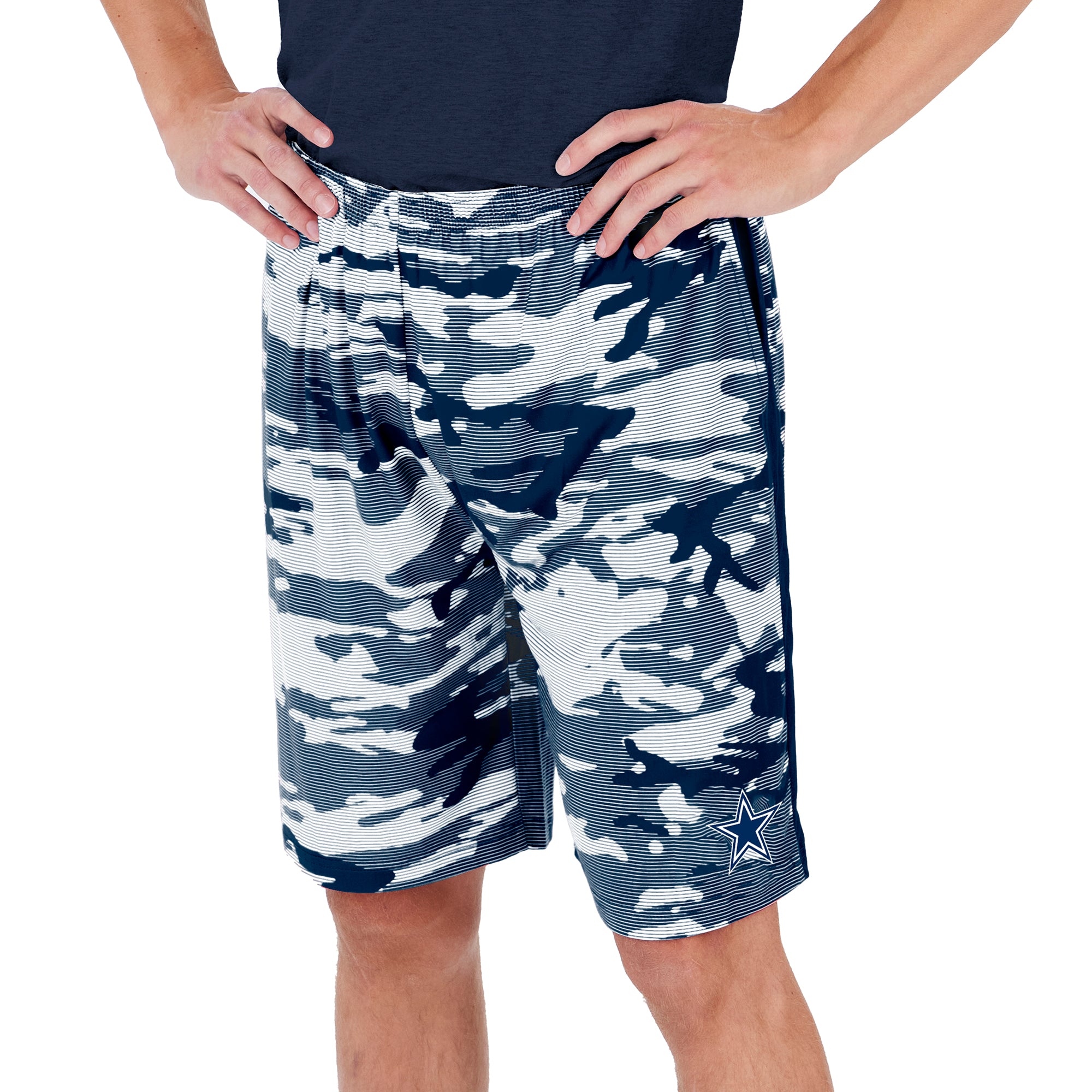 Zubaz Men's NFL Dallas Cowboys Lightweight Camo Lines Shorts with Logo