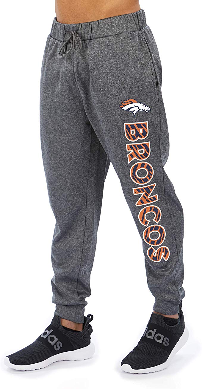 Zubaz NFL Football Men’s Denver Broncos Gameday Zebra Wordmark Poly Fleece Jogger Pant