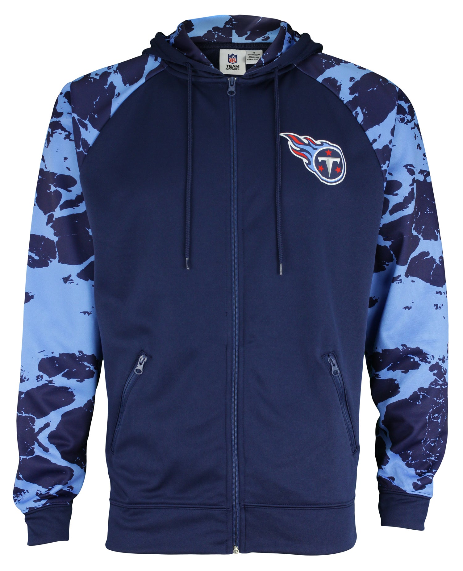 Zubaz NFL Men's Tennessee Titans Performance Full Zip Hoodie with Lava Sleeves