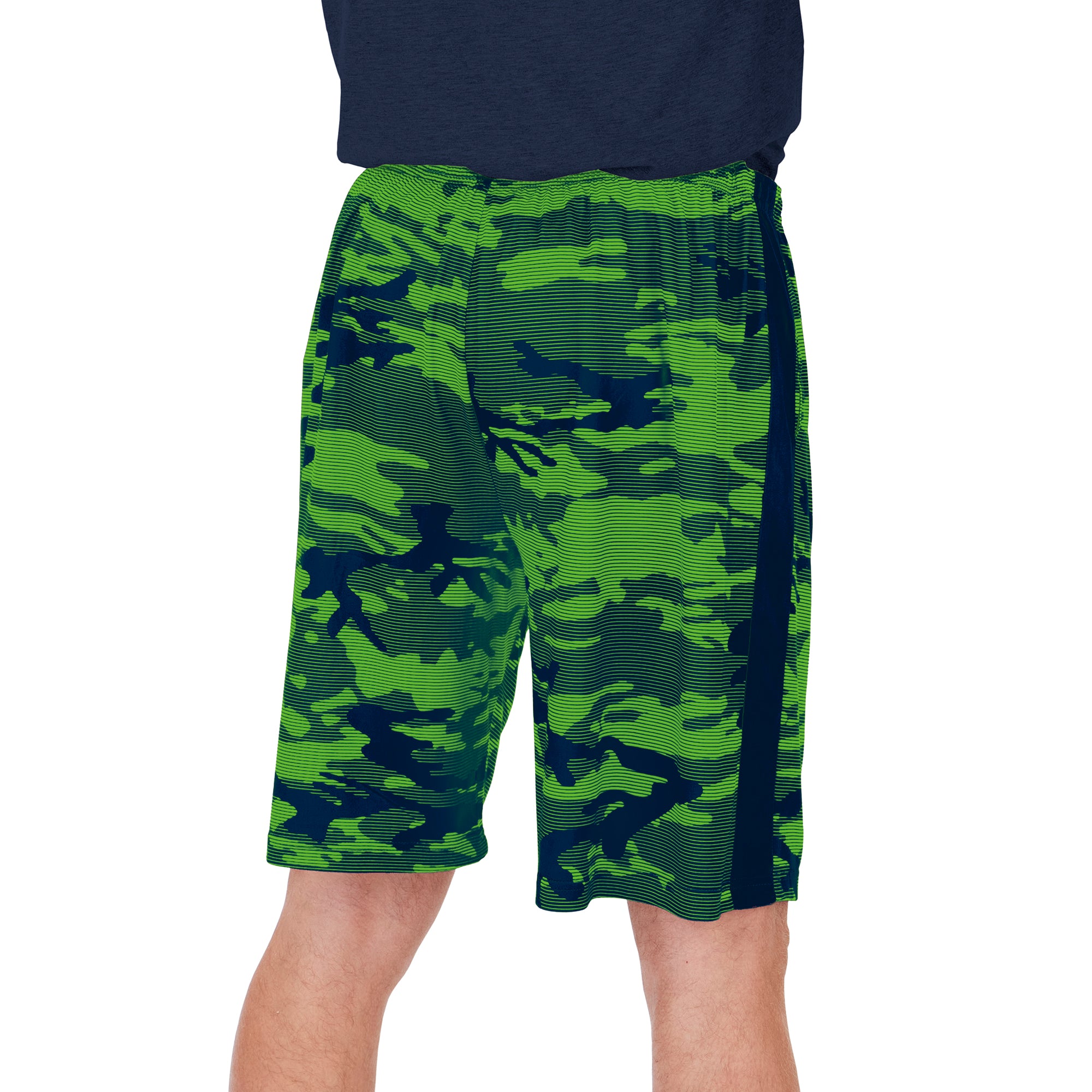 Zubaz Men's NFL Seattle Seahawks Lightweight Camo Lines Shorts with Logo