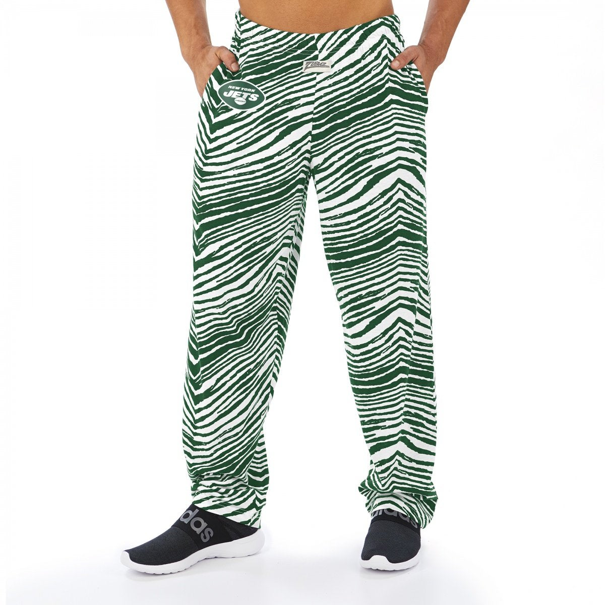 Zubaz NFL Men's New York Jets Single Line Zebra Print Team Pants