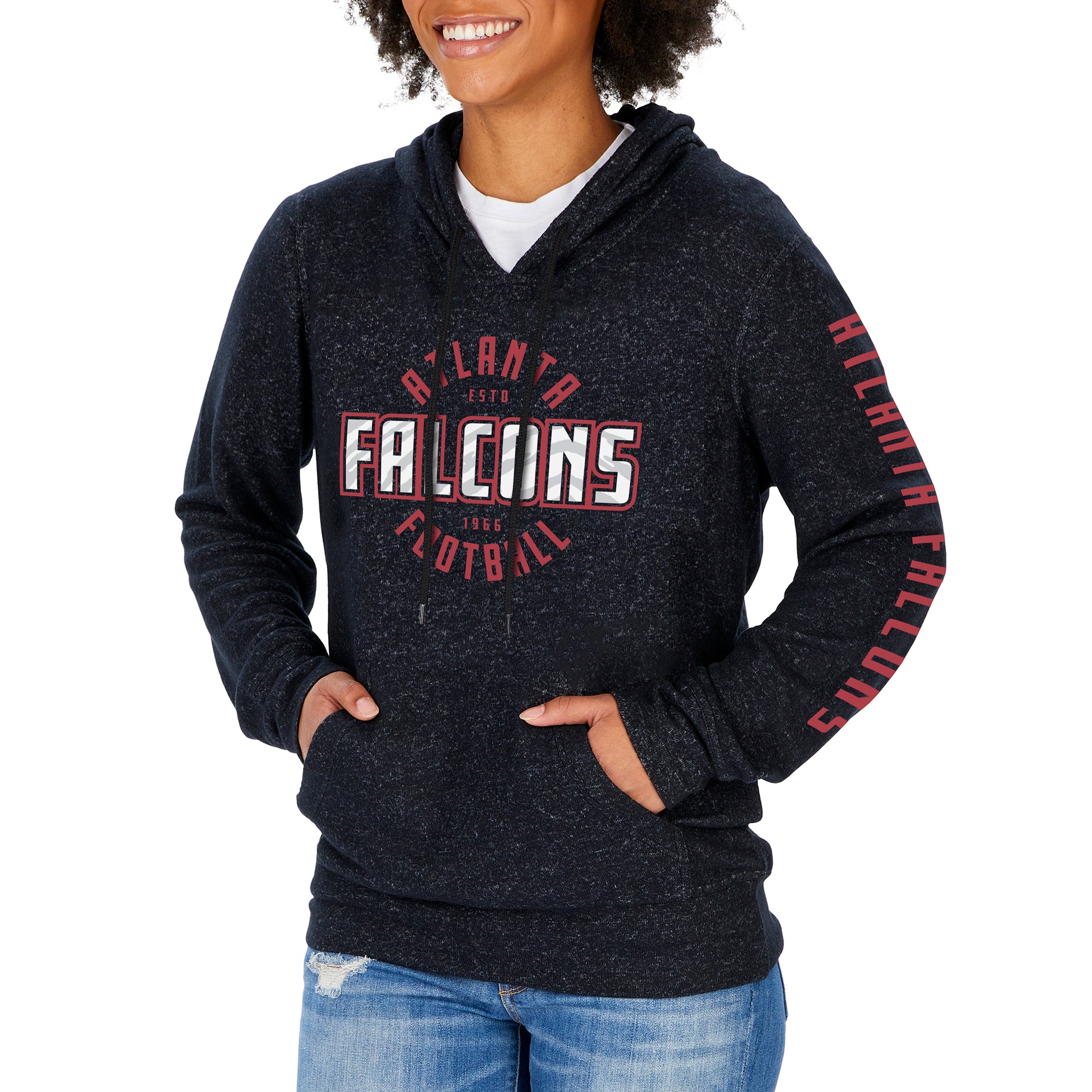 Zubaz NFL Women's Atlanta Falcons Marled Soft Pullover Hoodie