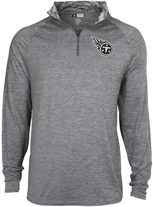 Zubaz NFL Football Men's Tennessee Titans Tonal Gray Quarter Zip Sweatshirt