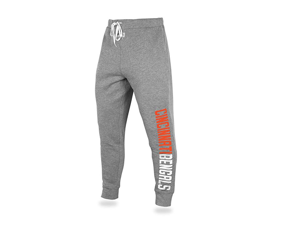 Zubaz NFL Men's Cincinnatti Bengals Solid Gray Team Logo Jogger Pants