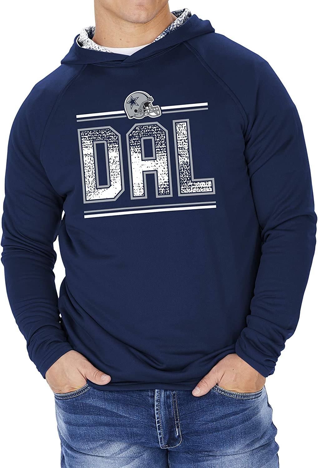 Zubaz Dallas Cowboys NFL Men's Lightweight Hoodie With Static Hood Liner