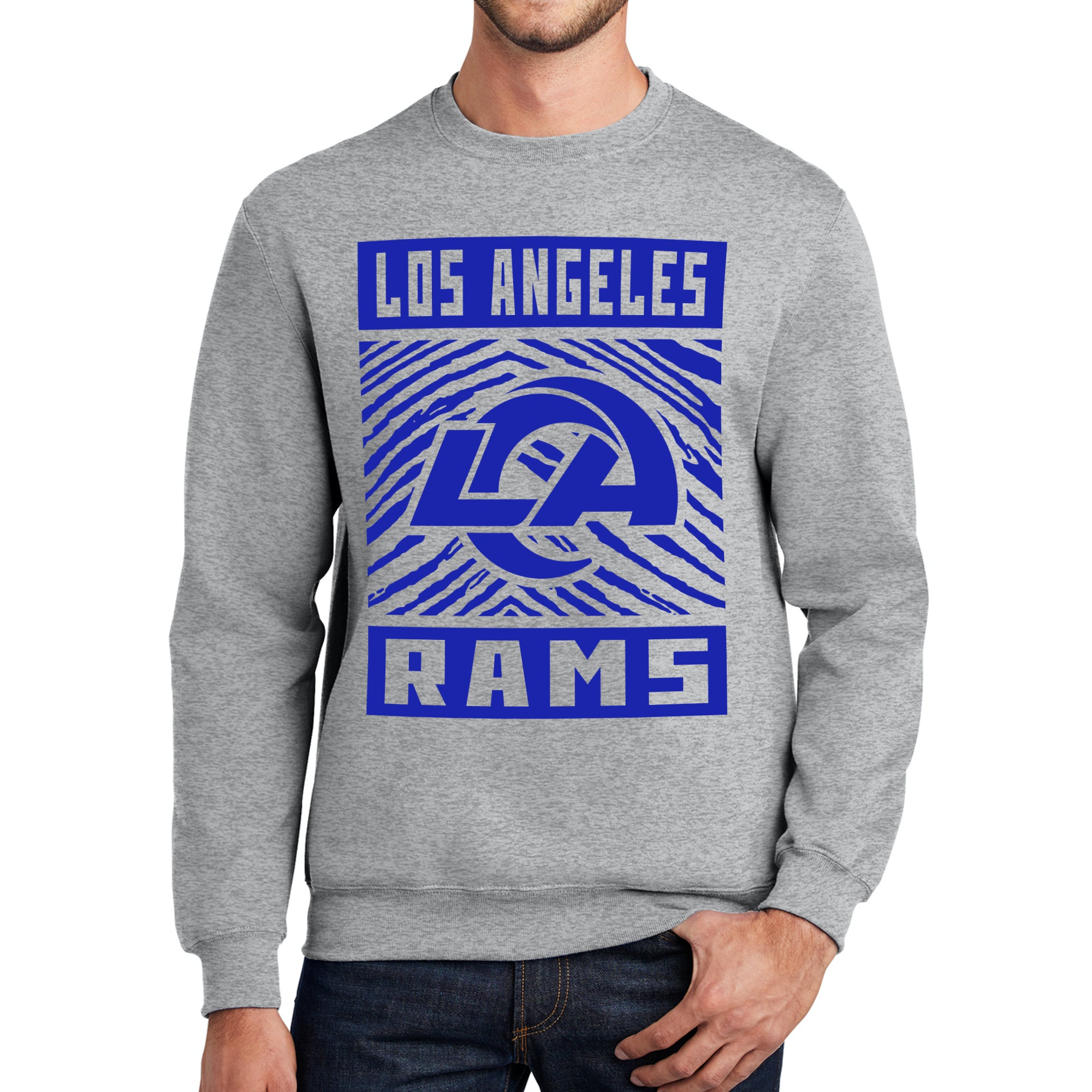 Zubaz NFL Men's Los Angeles Rams Zebra Graphic Athletic Crew Neck Sweatshirt