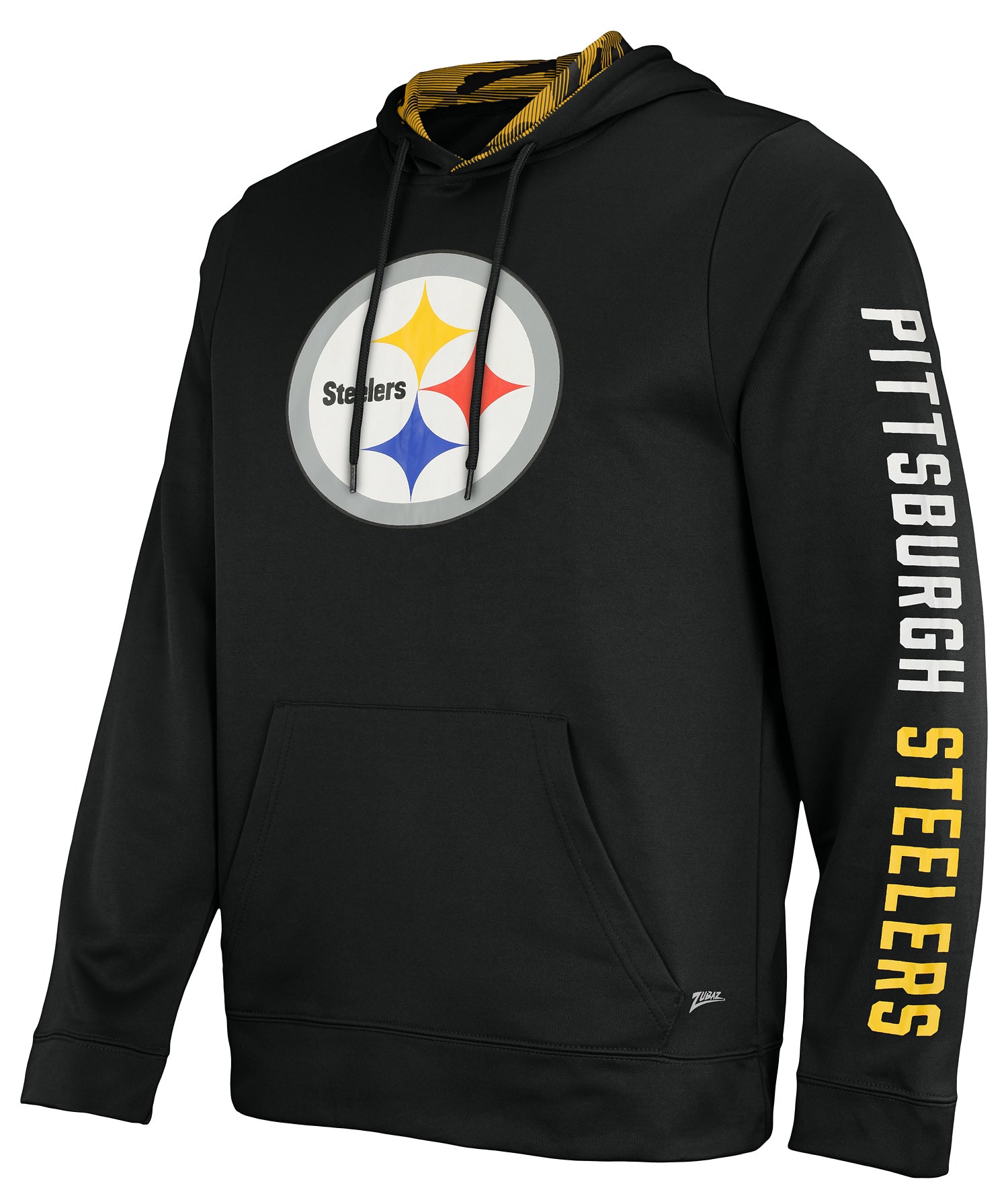 Zubaz NFL Men's Pittsburgh Steelers Solid Team Hoodie with Camo Lined Hood