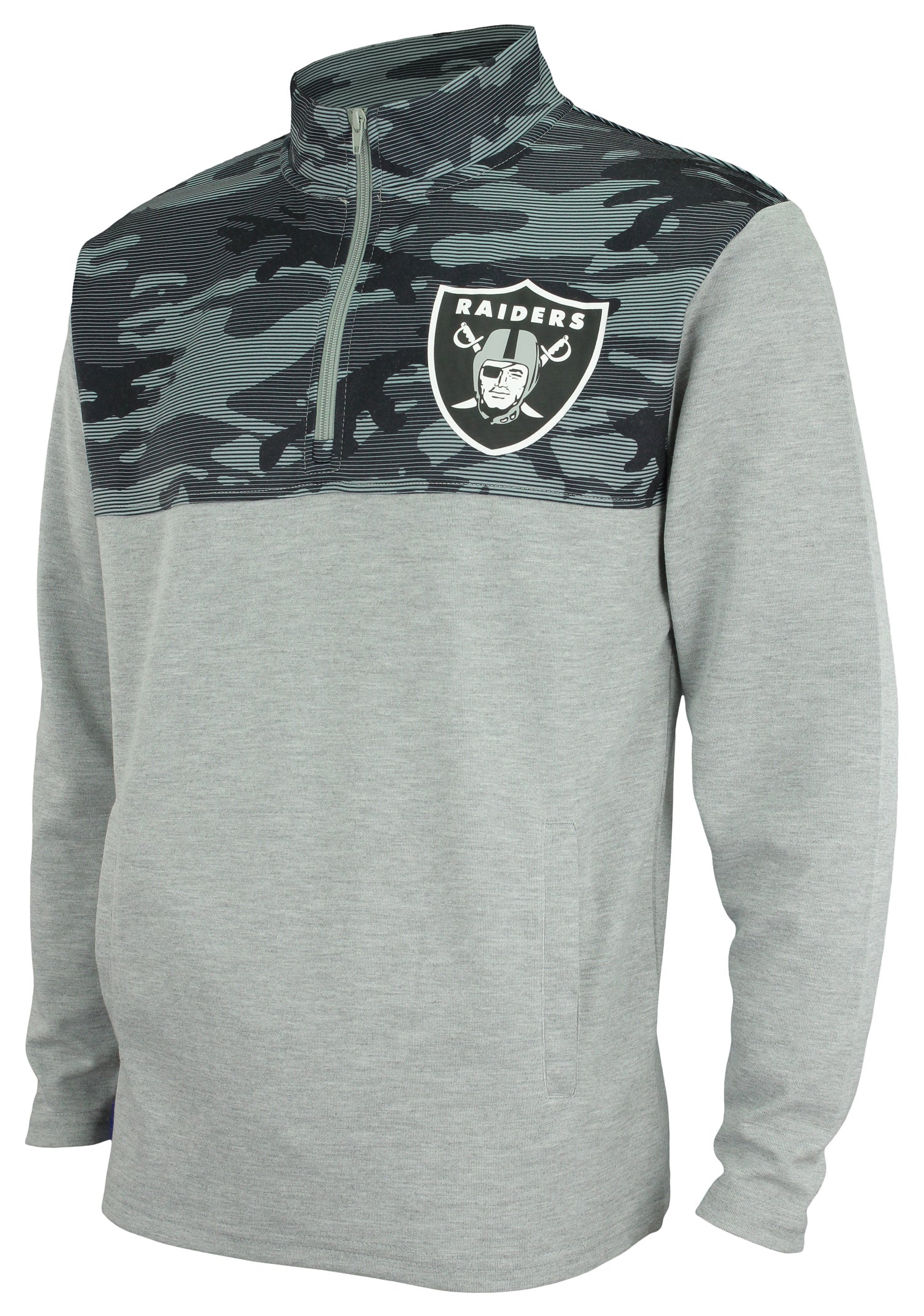 Zubaz Men's NFL Las Vegas Raiders 1/4 Zip Fleece Pullover with Camo Lines