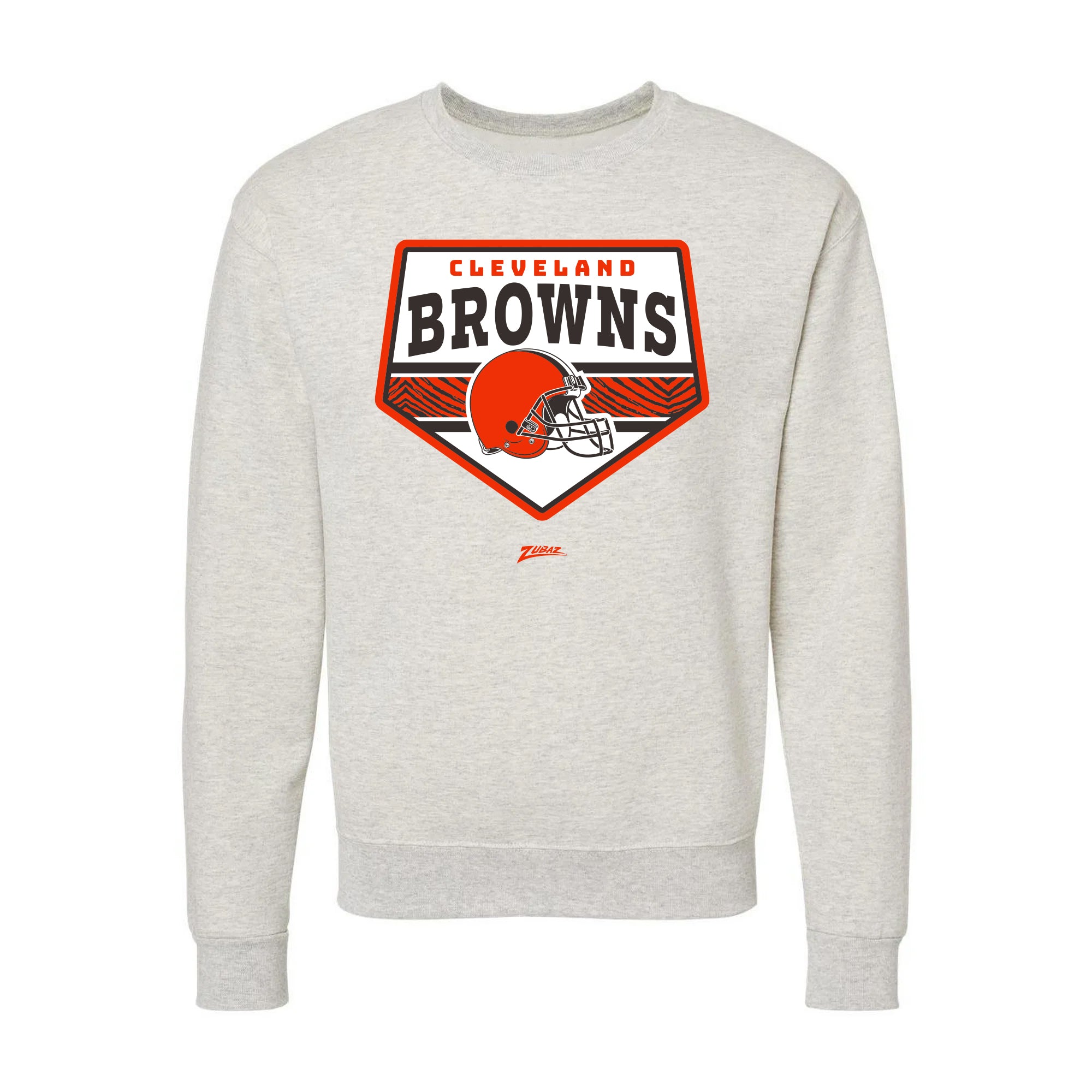 Zubaz NFL Cleveland Browns Unisex Adult Men's & Women's Pullover Fleece Crew Neck Sweatshirt, Z2C Chip Shot, Oatmeal Heather