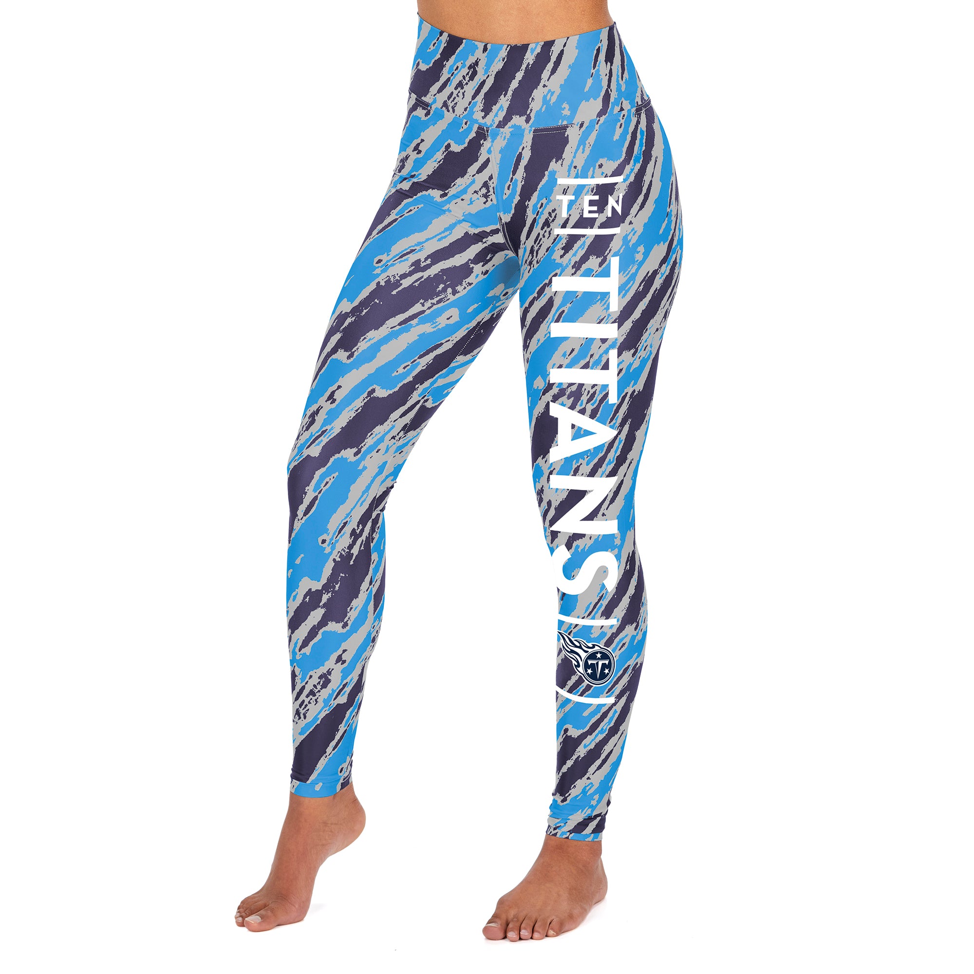 Zubaz NFL Women's Tennessee Titans Diagonal Streak Leggings