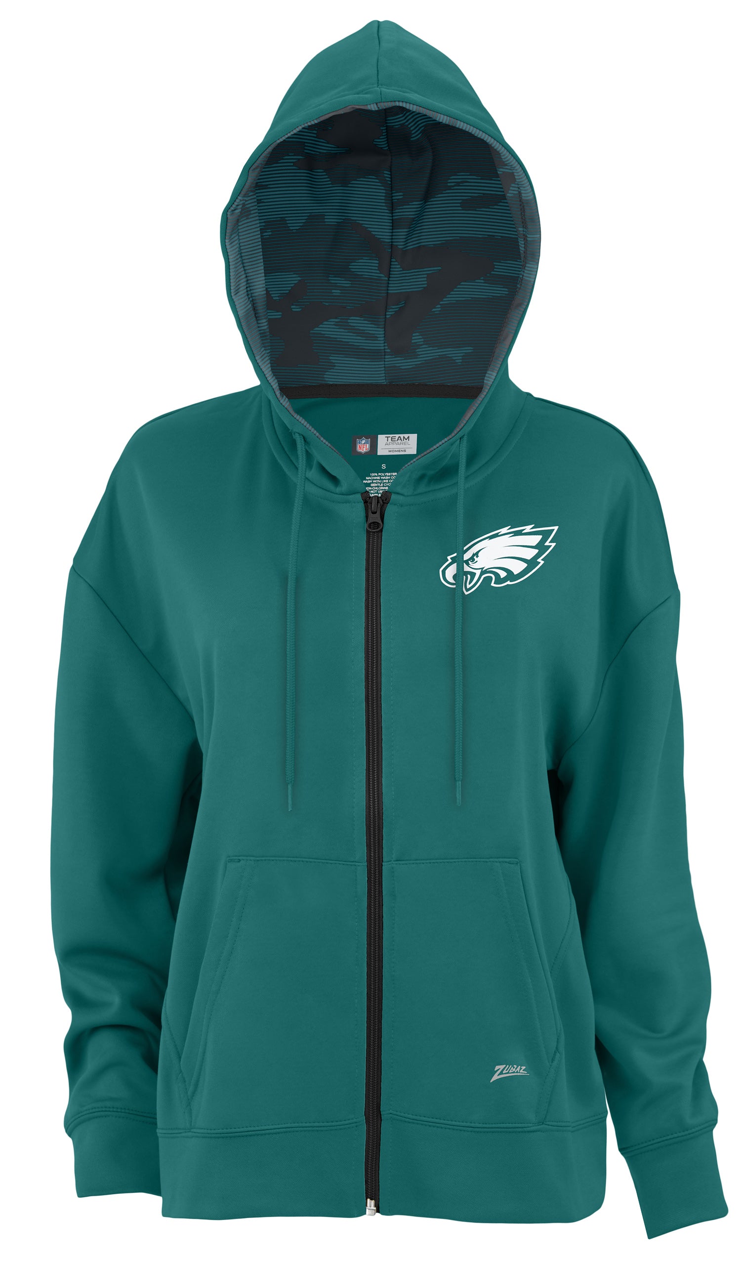 Zubaz NFL Women's Standard Full Zip Hoodie Philadelphia Eagles