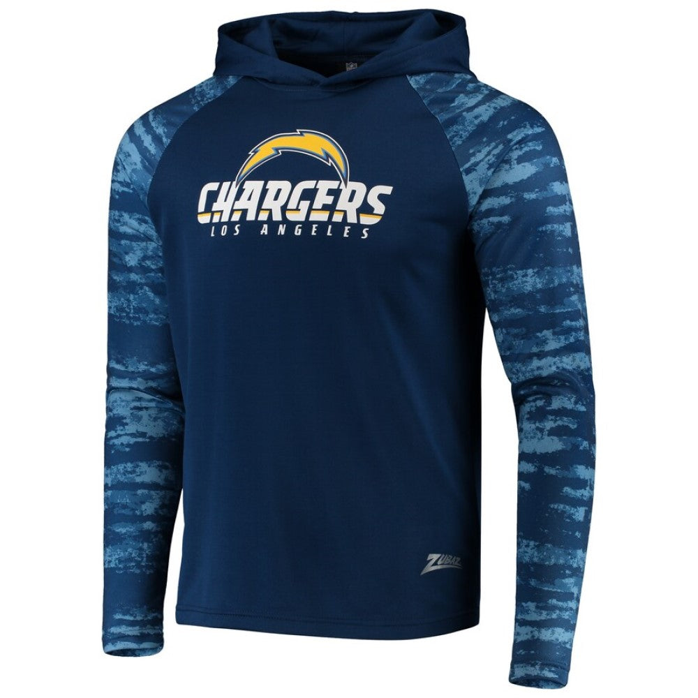 Zubaz NFL Men's Los Angeles Chargers Oxide Raglan French Terry Pullover Hoodie