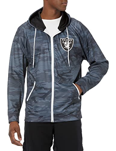 Zubaz NFL Men's Las Vegas Raiders Tonal Black Camo Full Zip Hoodie