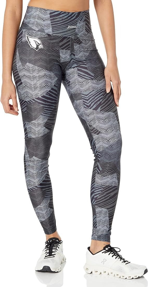 Zubaz Women's Arizona Cardinals Tonal Black Patchwork Zebra Legging