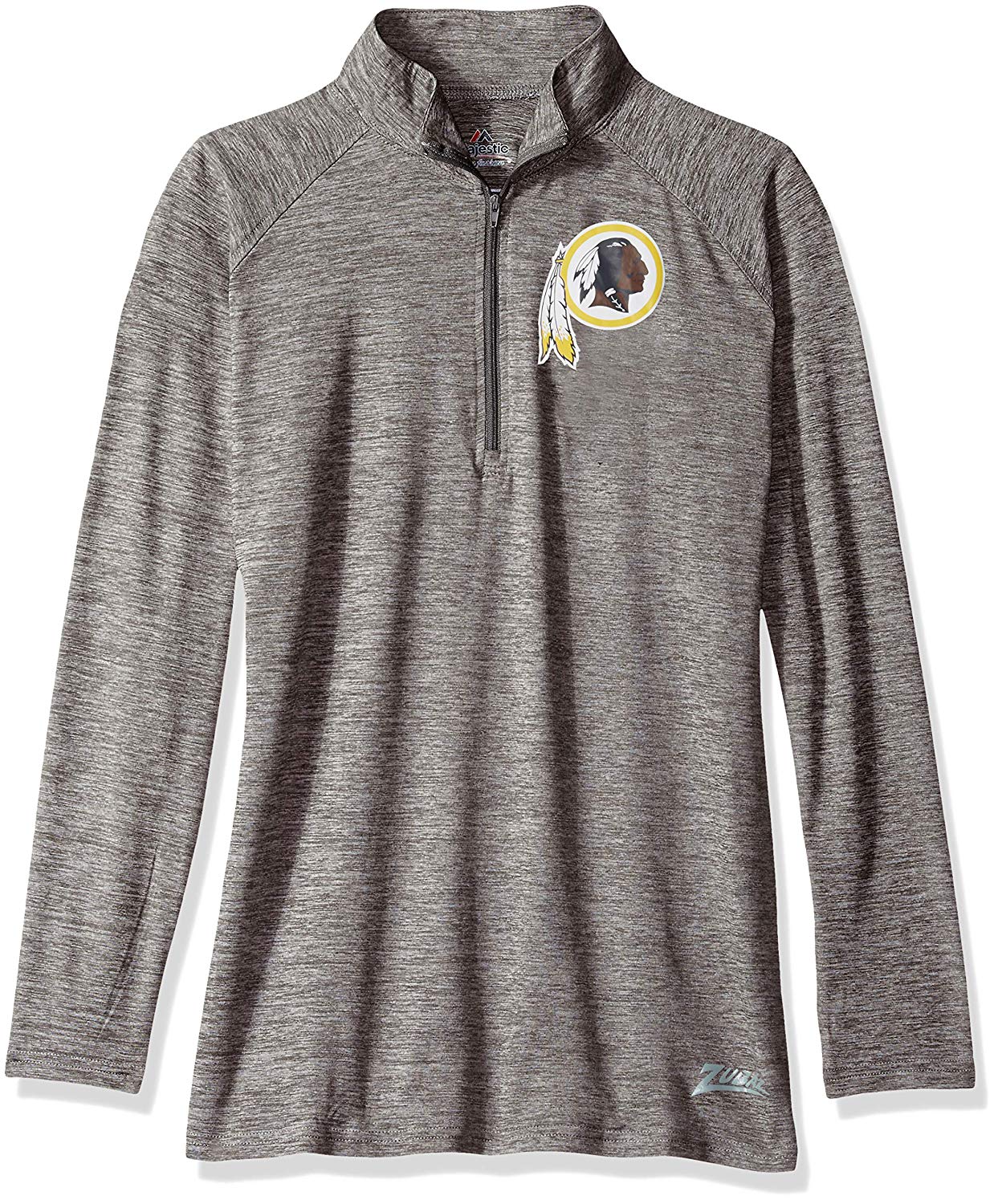 Zubaz NFL Football Women's Washington Team Tonal Gray Quarter Zip Sweatshirt