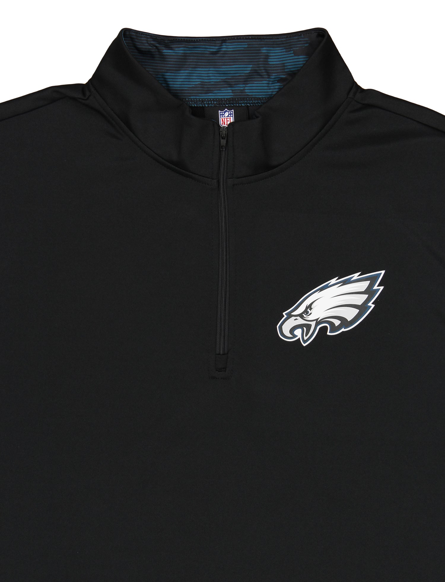 Zubaz NFL Men's Philadelphia Eagles Camo Lines Collar 1/4 Zip Fleece Top, Black