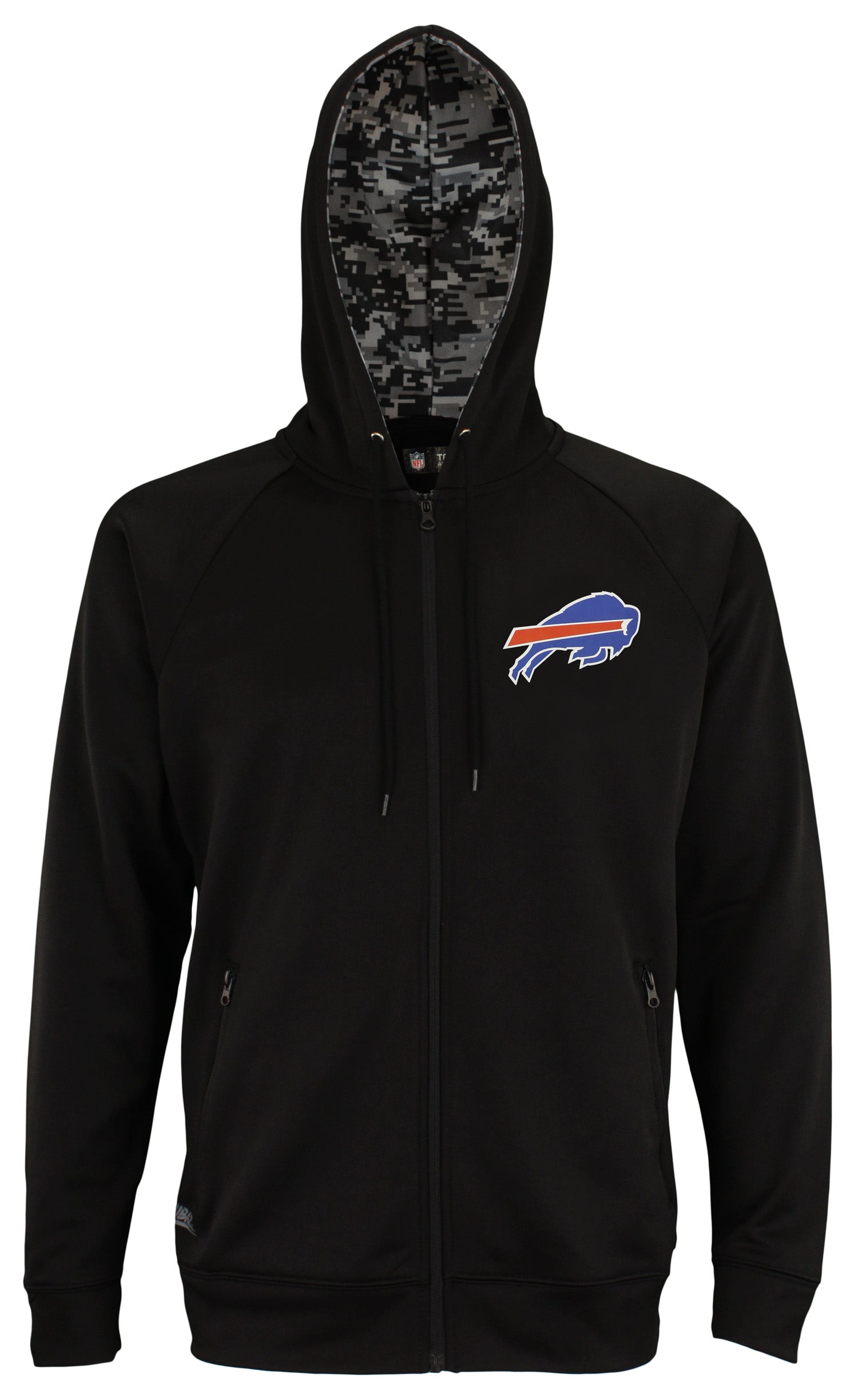 Zubaz NFL MENS BUFFALO BILLS BLACK FULL ZIP HOOD W/DIGITAL CAMO HOOD DETAIL Large