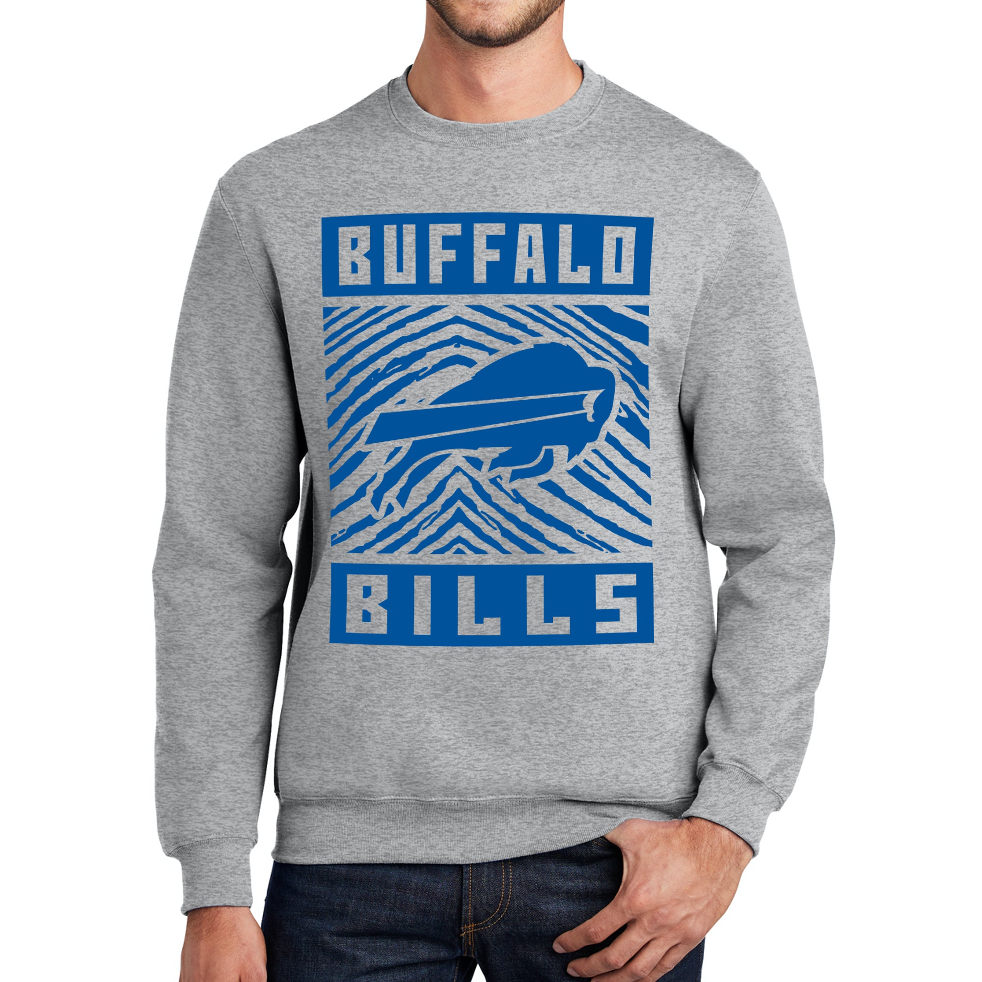 Zubaz NFL Men's Crewneck Sweatshirt With Zebra Graphic, Buffalo Bills