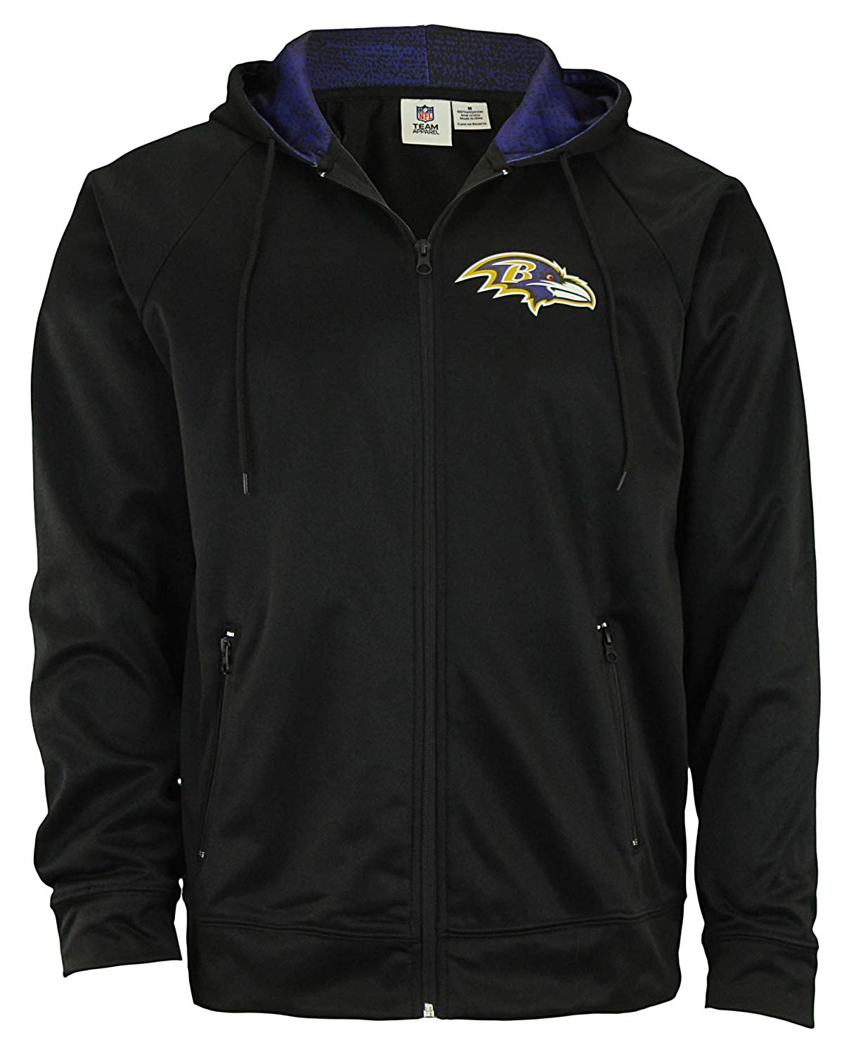 Zubaz NFL Baltimore Ravens Men's Heavyweight Full Zip Performance Fleece Hoodie