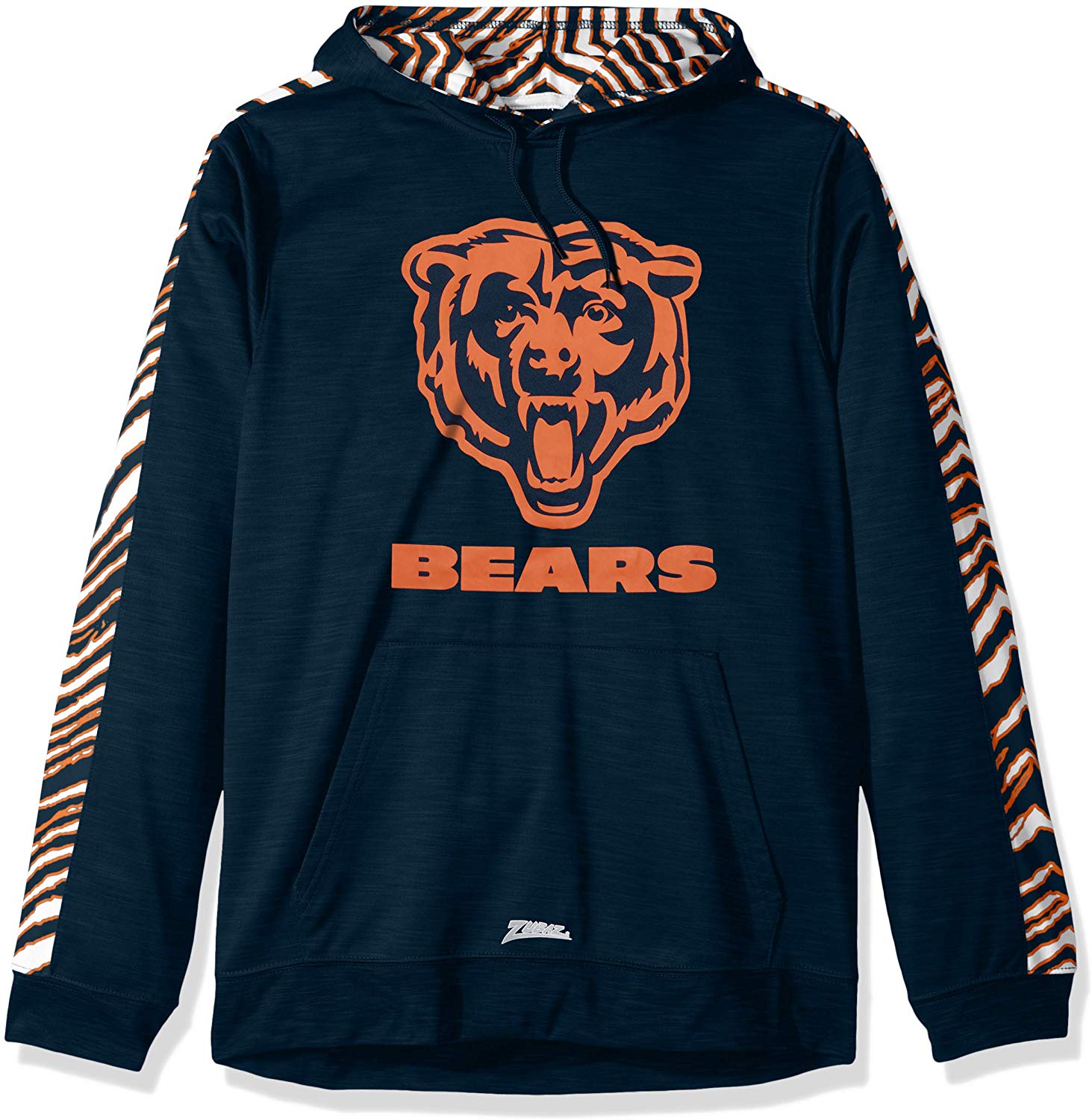 Zubaz NFL Football Men's Chicago Bears Zebra Accent Solid Hoodie