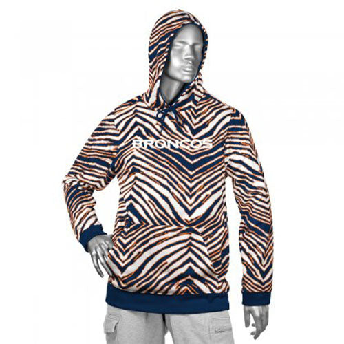 Zubaz NFL Football Men's Denver Broncos Zebra Print Touchdown Hoodie