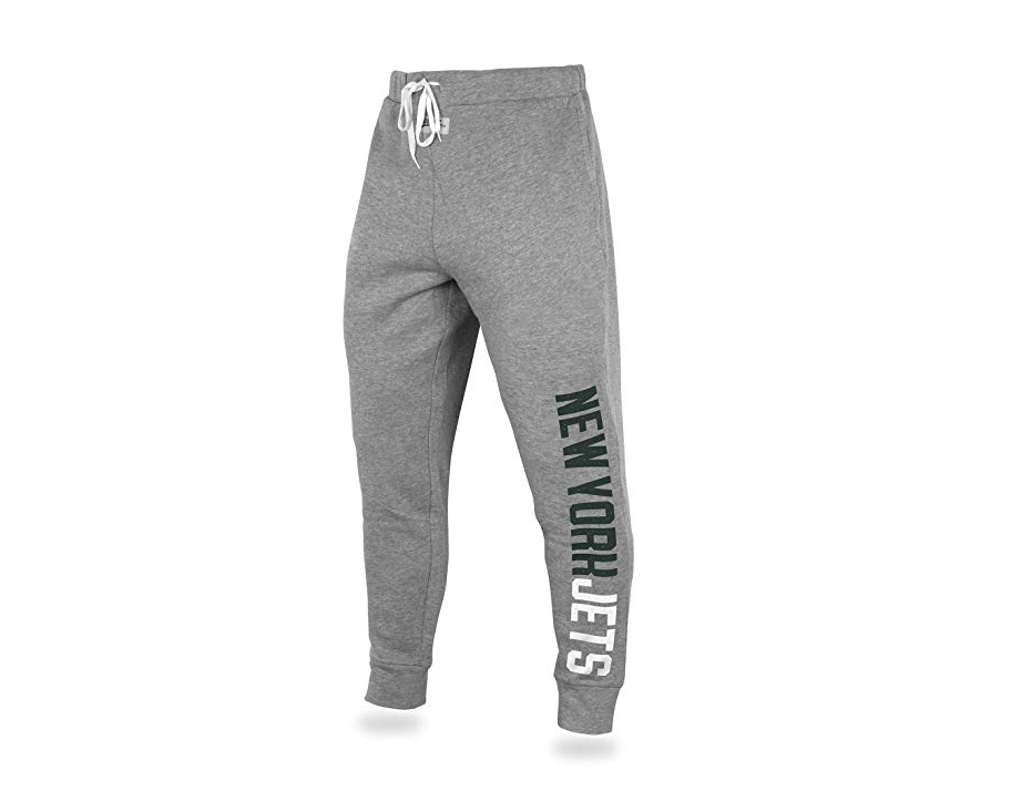Zubaz NFL Men's New York Jets Solid Gray Team Logo Jogger Pants