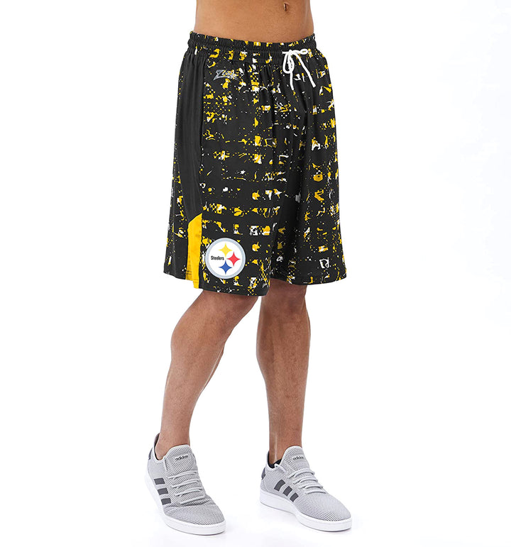 Zubaz NFL Men's Pittsburgh Steelers Color Grid Shorts