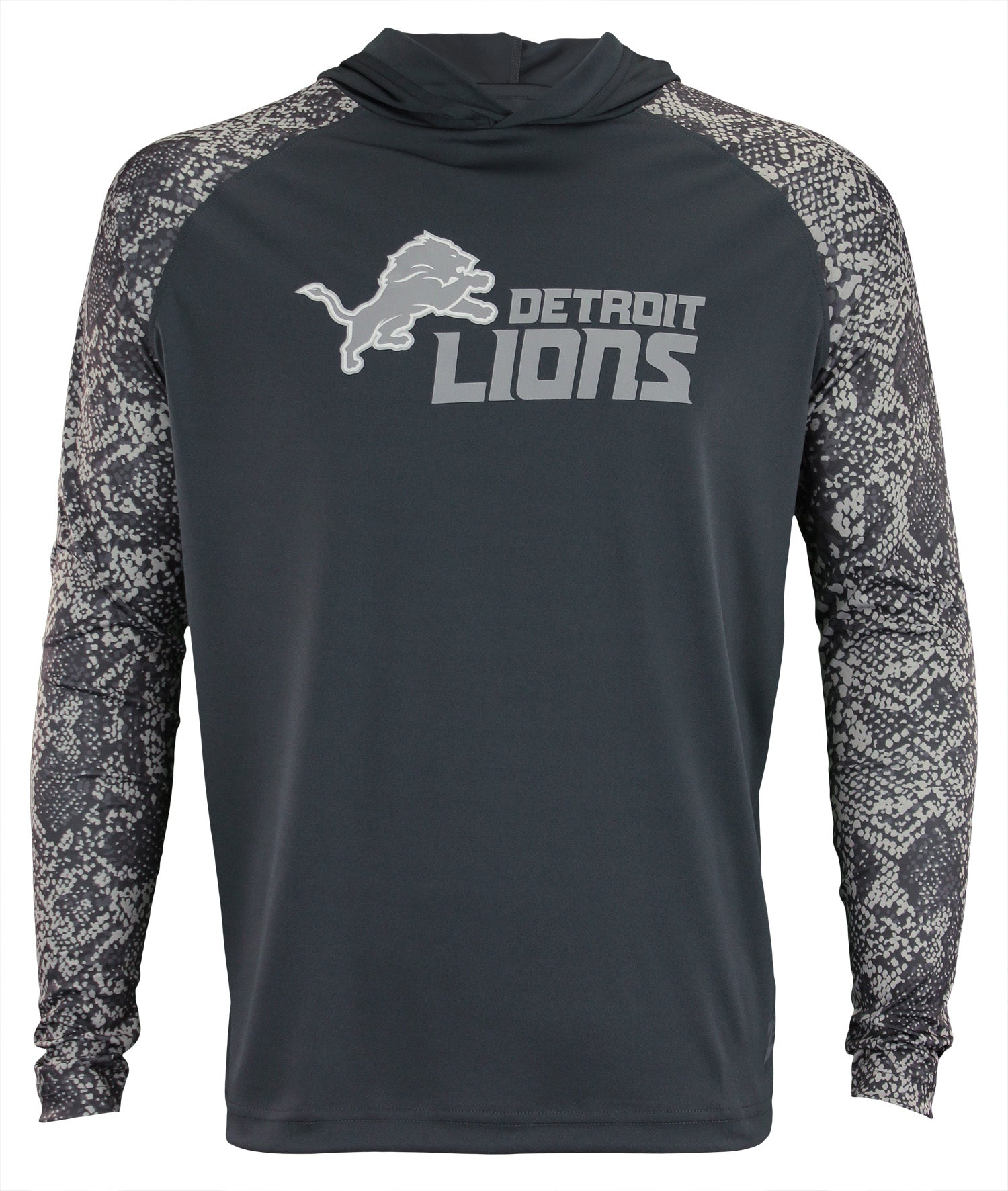 Zubaz NFL Men's Detroit Lions Gray Post Light Weight Hoodie