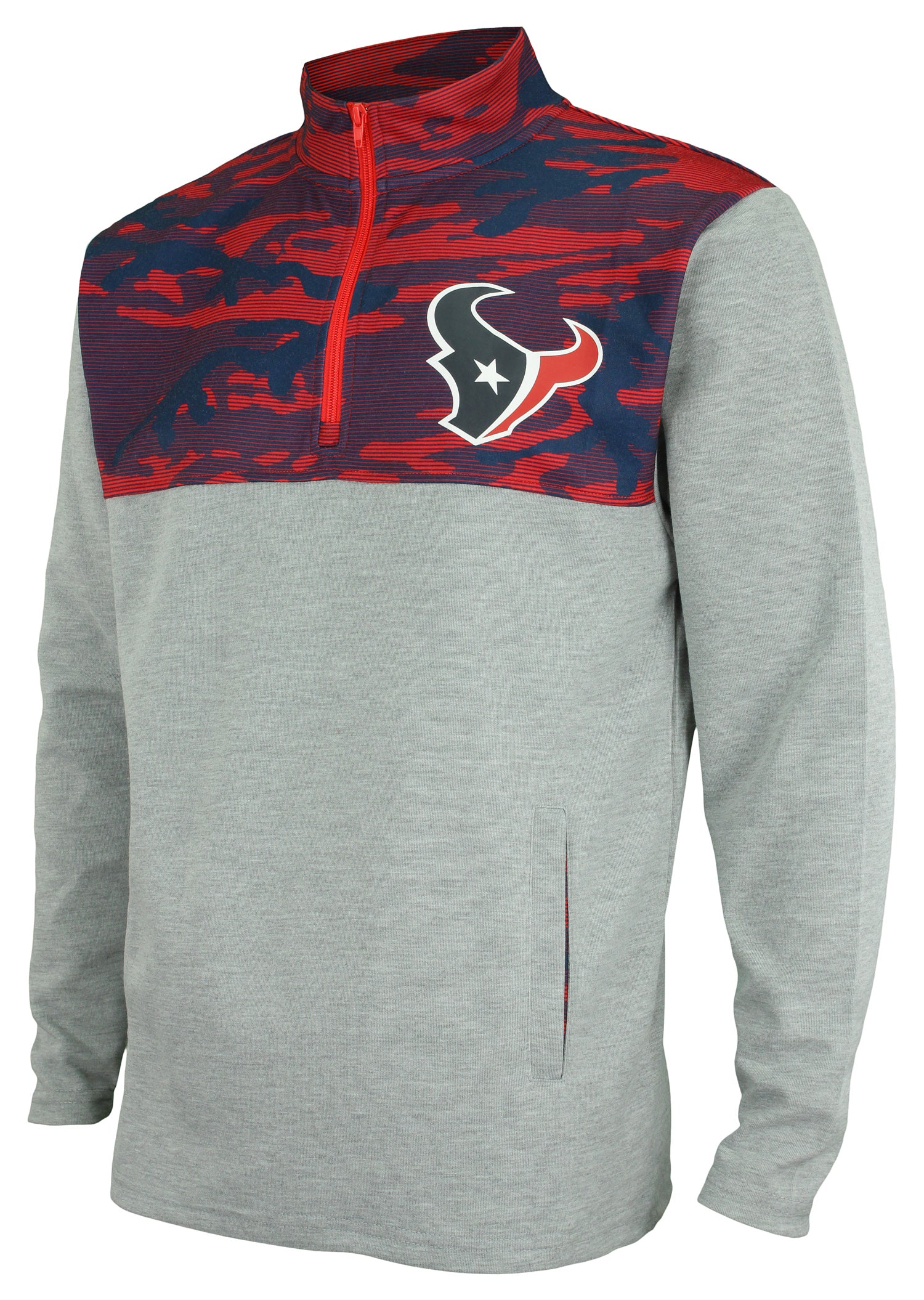 Zubaz NFL Men's Houston Texans 1/4 Zip Fleece Pullover with Camo Lines