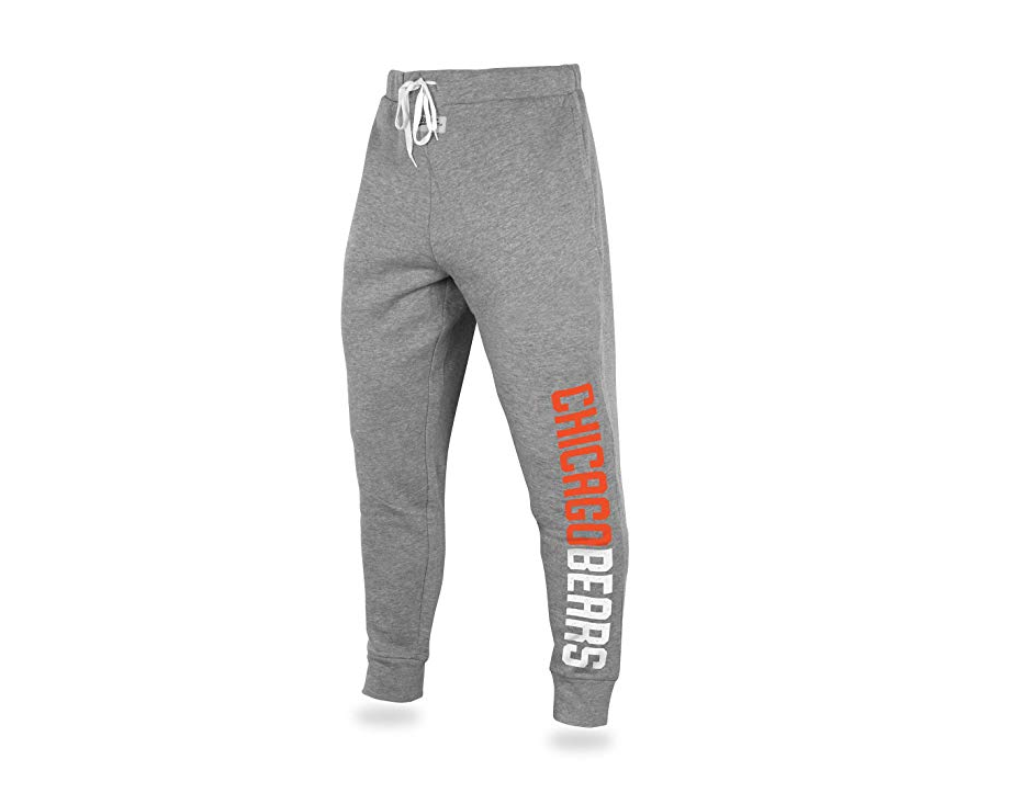 Zubaz NFL Men's Chicago Bears Solid Gray Team Logo Jogger Pants
