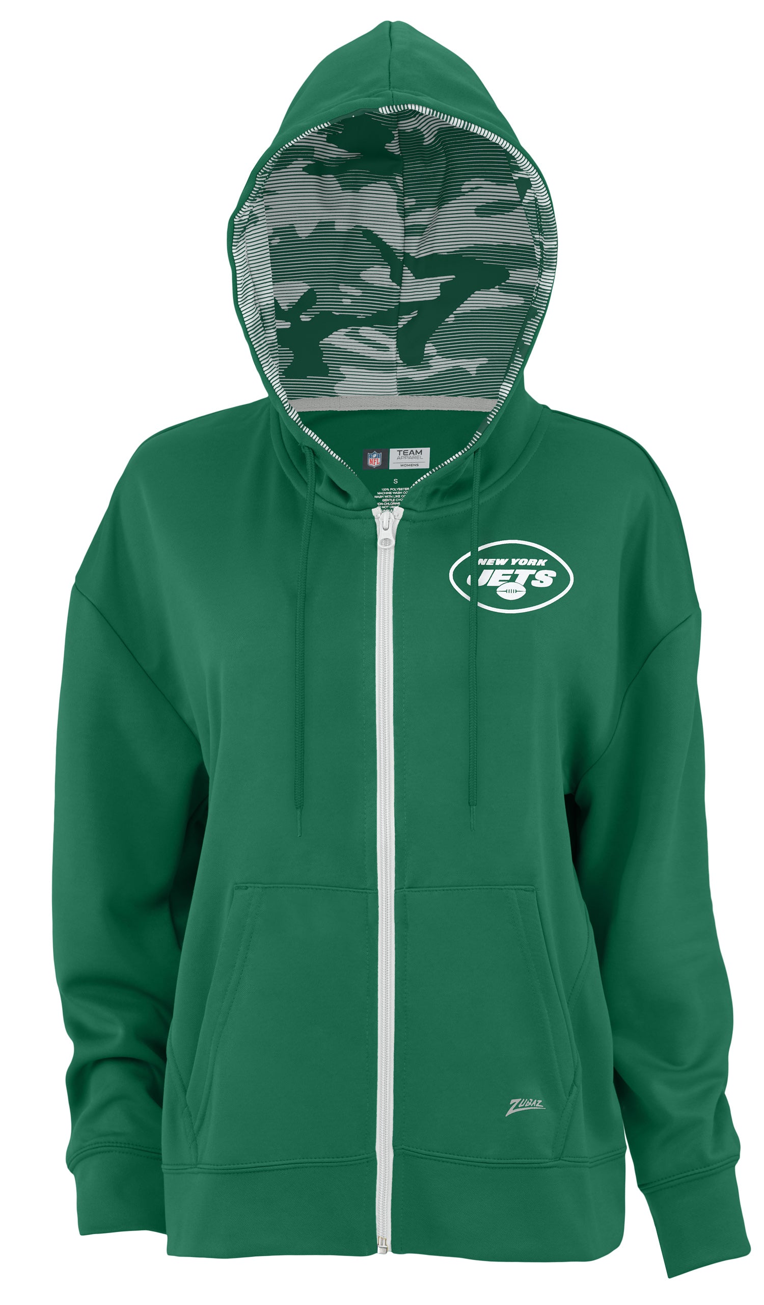 Zubaz NFL Women's Standard Full Zip Hoodie New York Jets