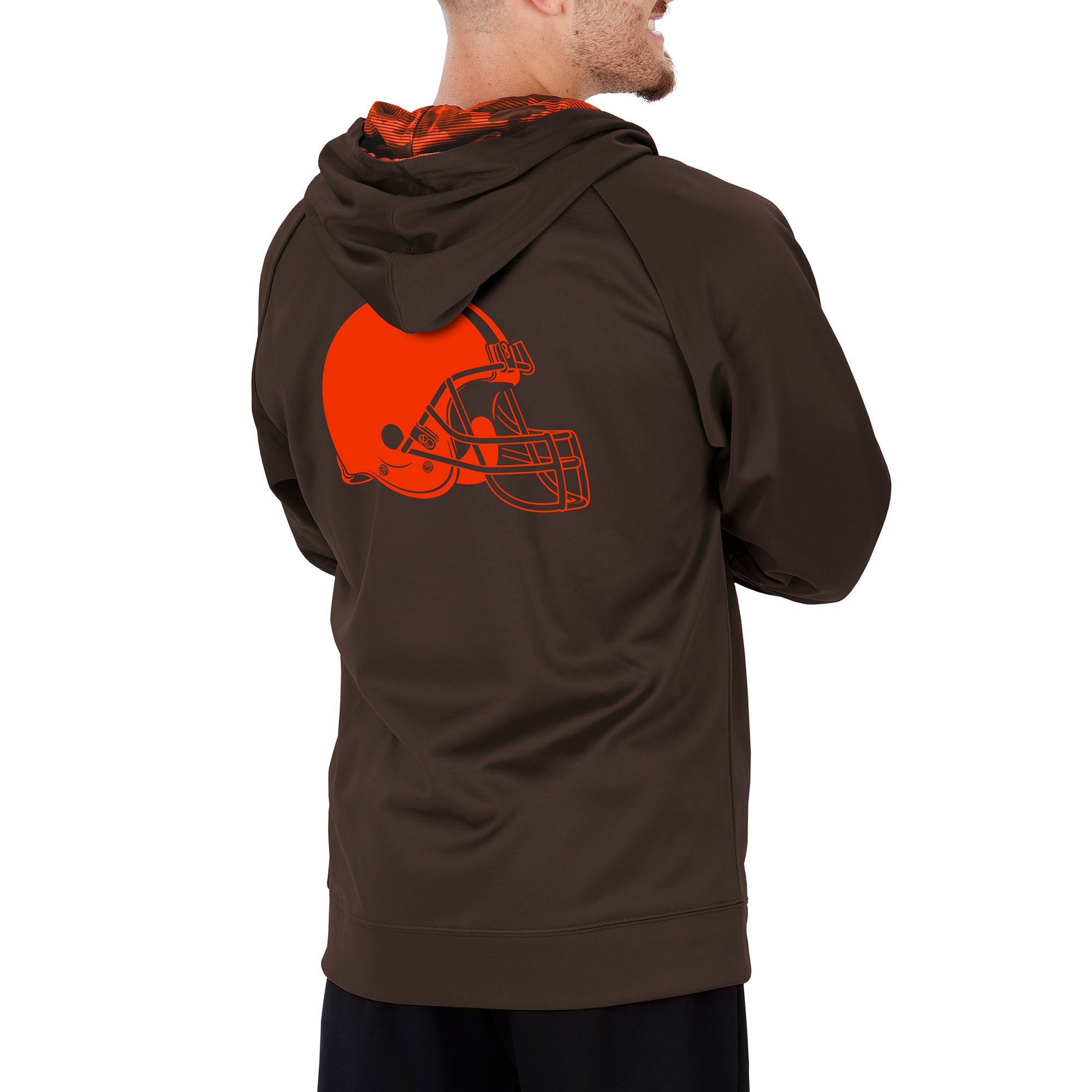 Zubaz NFL Men's Cleveland Browns Full Zip Camo Hoodie With Team Color Camo Lines