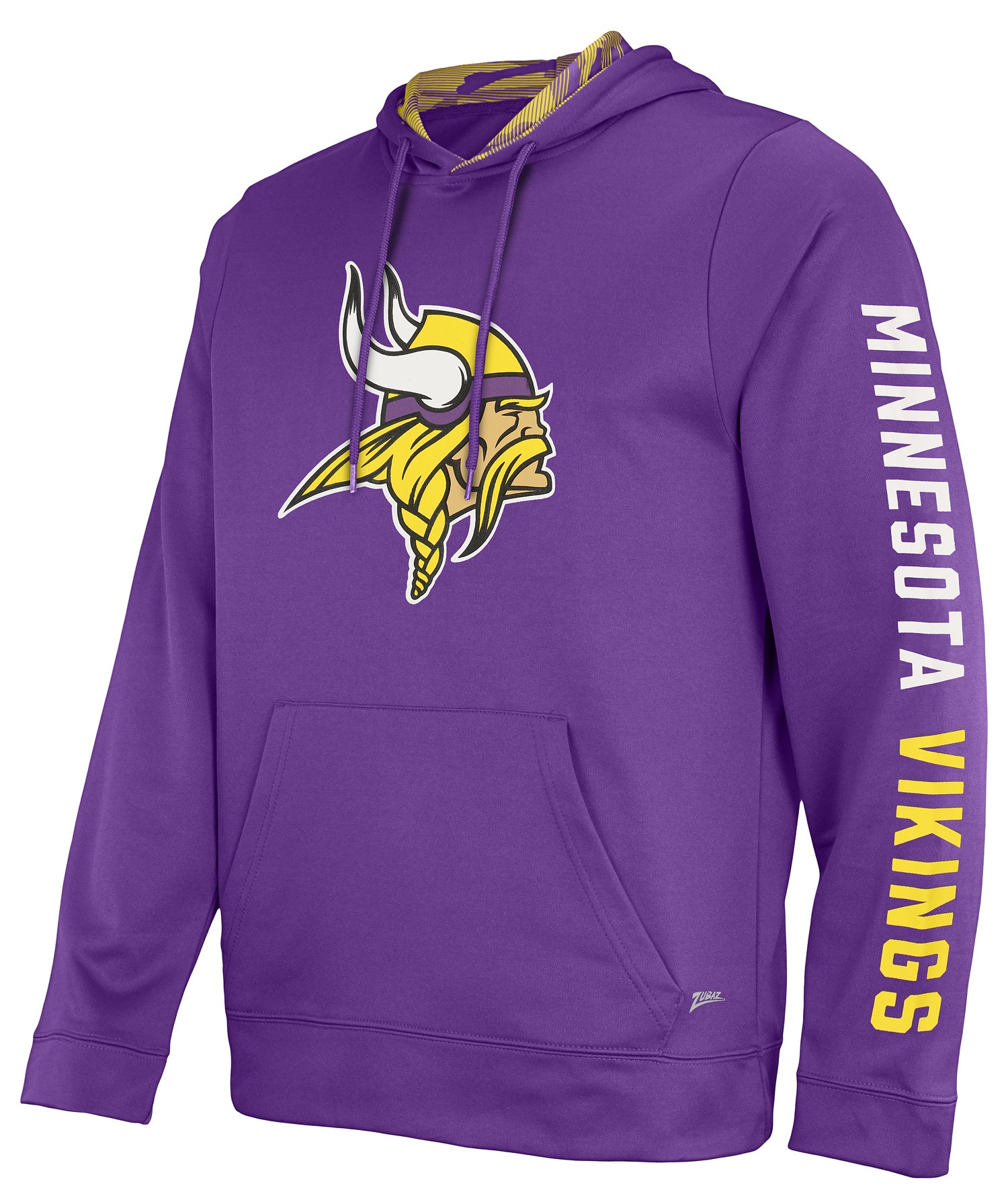 Zubaz NFL Men's Minnesota Vikings Solid Team Hoodie with Camo Lined Hood