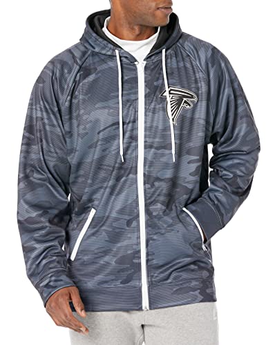 Zubaz NFL Men's Atlanta Falcons Tonal Black Camo Full Zip Hoodie