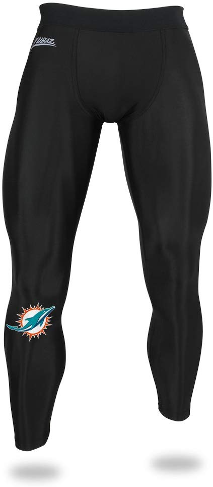 Zubaz NFL Men's Miami Dolphins Active Performance Compression Black Leggings