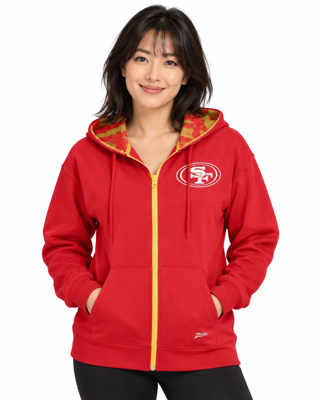Zubaz NFL Women's Standard Full Zip Hoodie New Orleans Saints