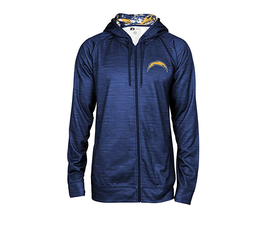 Zubaz Men's NFL San Diego Chargers Zip Up Hoodie With Camo Accents