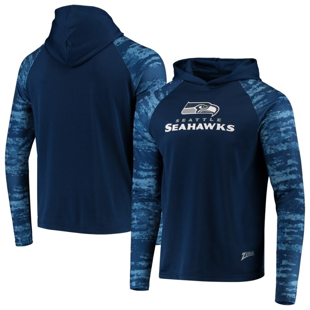 Zubaz NFL Men's Seattle Seahawks Oxide Raglan French Terry Pullover Hoodie