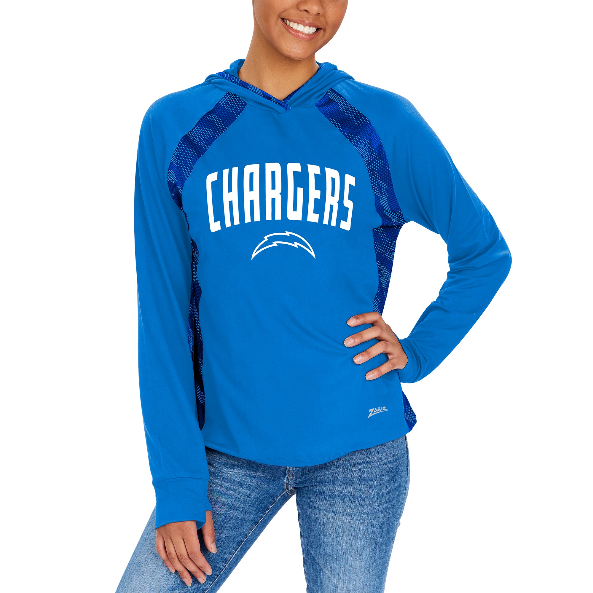 Zubaz NFL Women's Los Angeles Chargers Elevated Hoodie W/ Tonal Viper Print