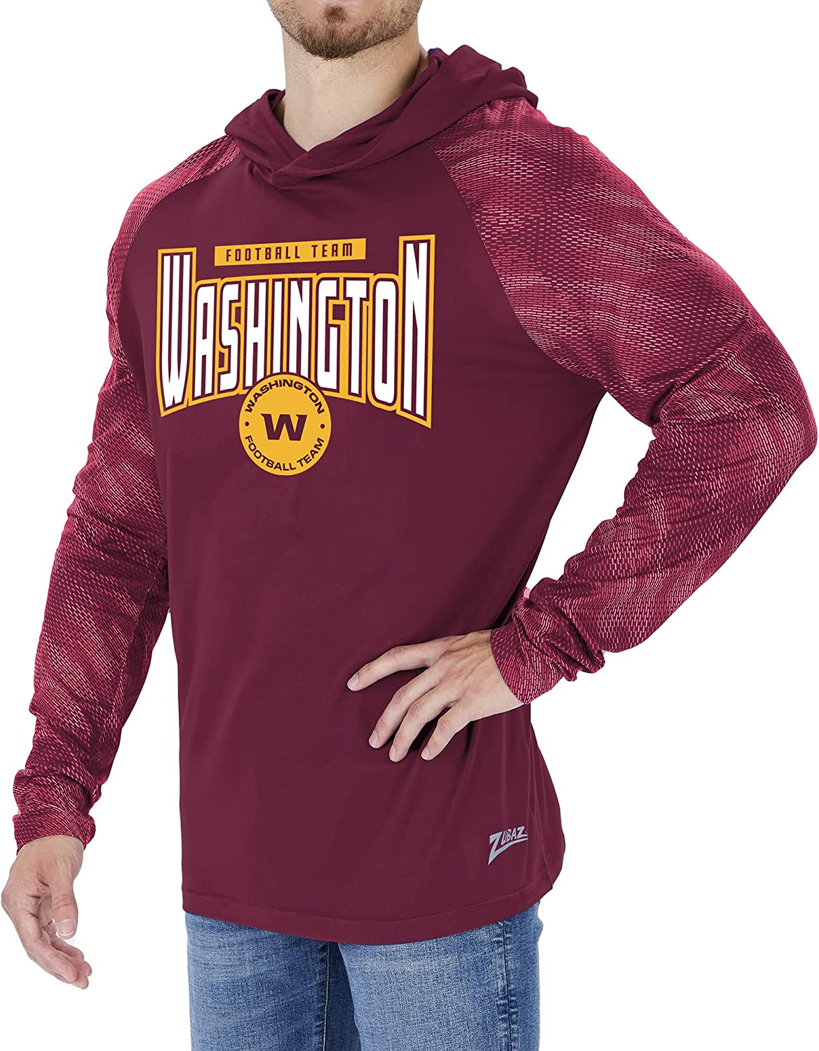 Zubaz Washington Football Team NFL Men's Team Color Hoodie with Tonal Viper Sleeves