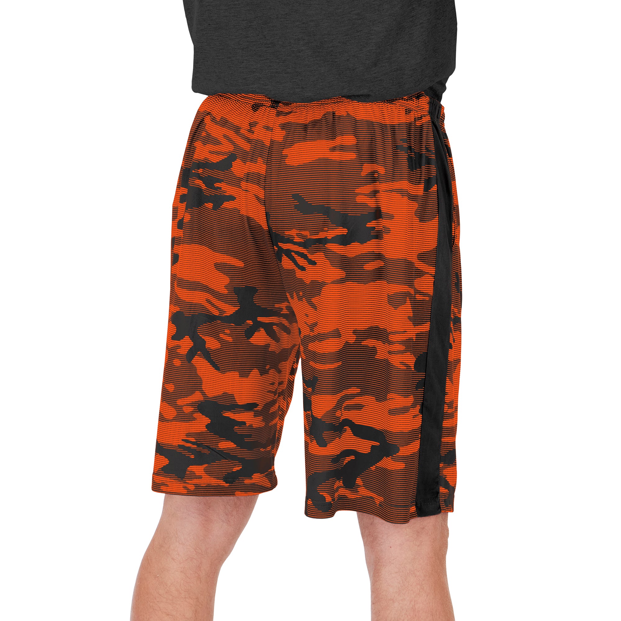 Zubaz Men's NFL Cincinnati Bengals Lightweight Camo Lines Shorts with Logo