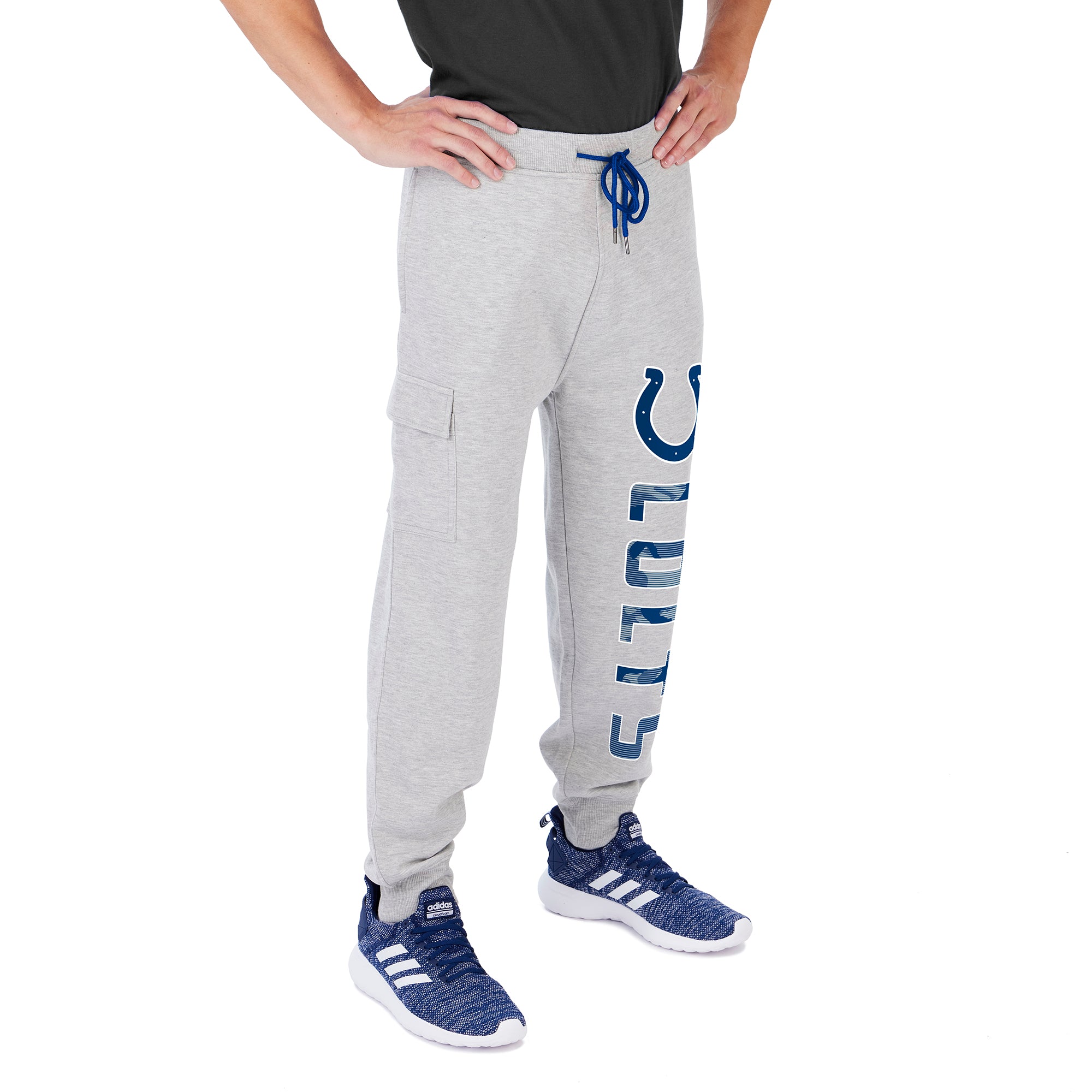 Zubaz Men's NFL Indianapolis Colts Heather Gray Cargo Sweatpants