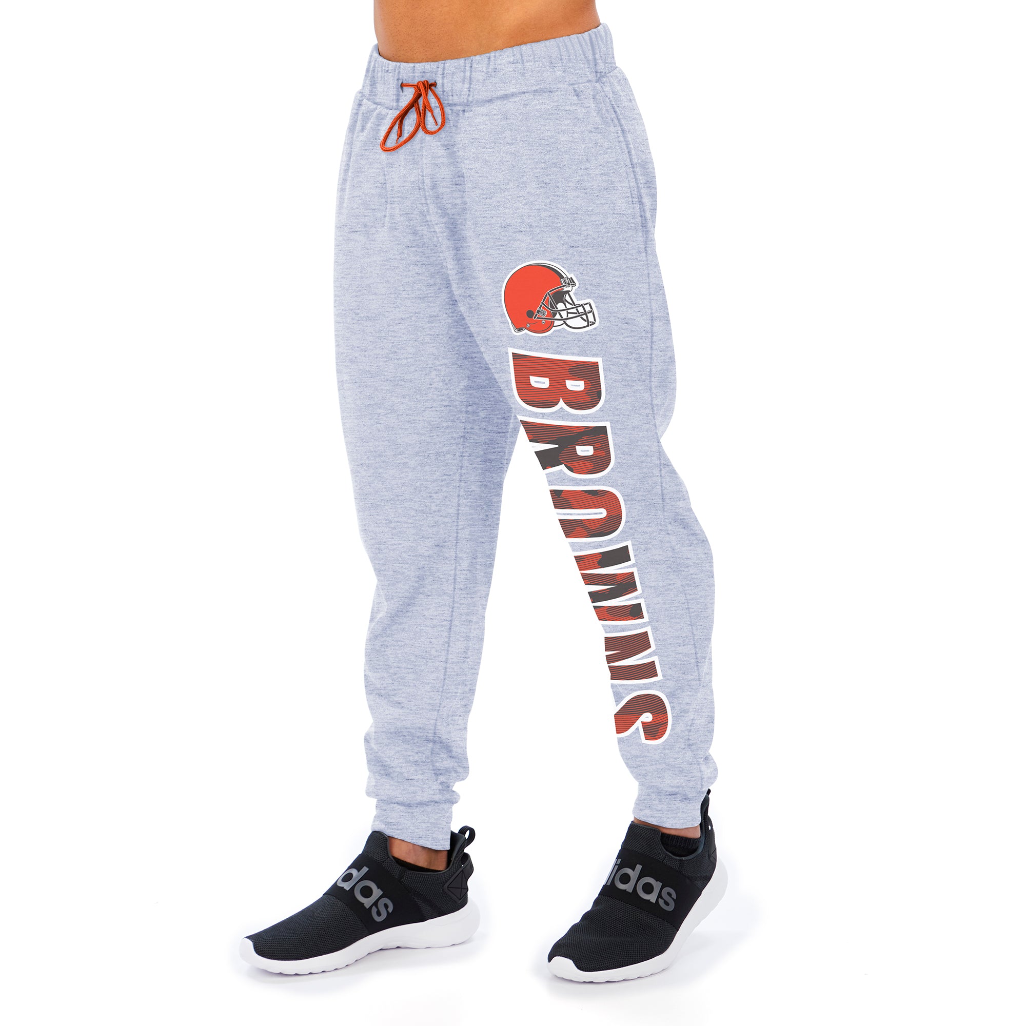 Zubaz Men's NFL Cleveland Browns Heather Gray Jogger with Camo Lines Graphic
