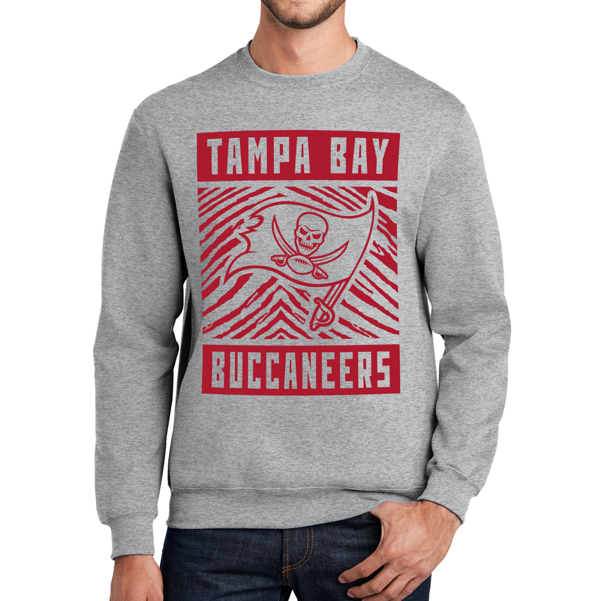 Zubaz NFL Men's Crewneck Sweatshirt With Zebra Graphic, Tampa Bay Bucc