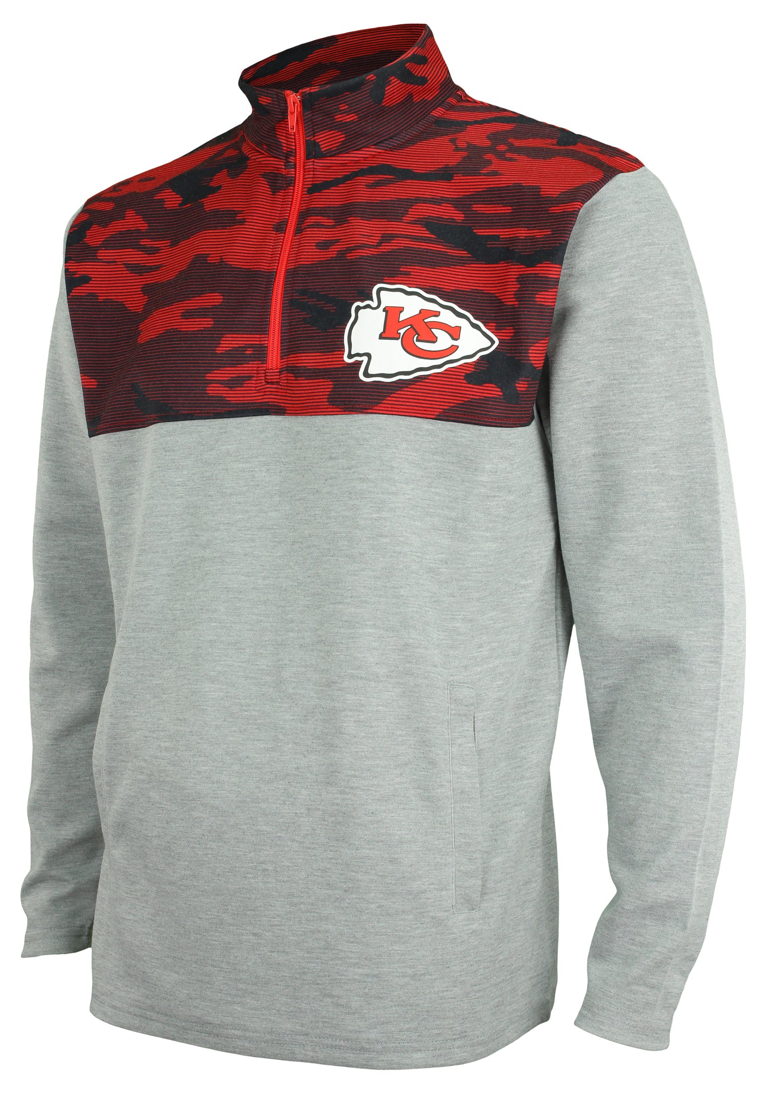 Zubaz Men's NFL Kansas City Chiefs 1/4 Zip Fleece Pullover with Camo Lines