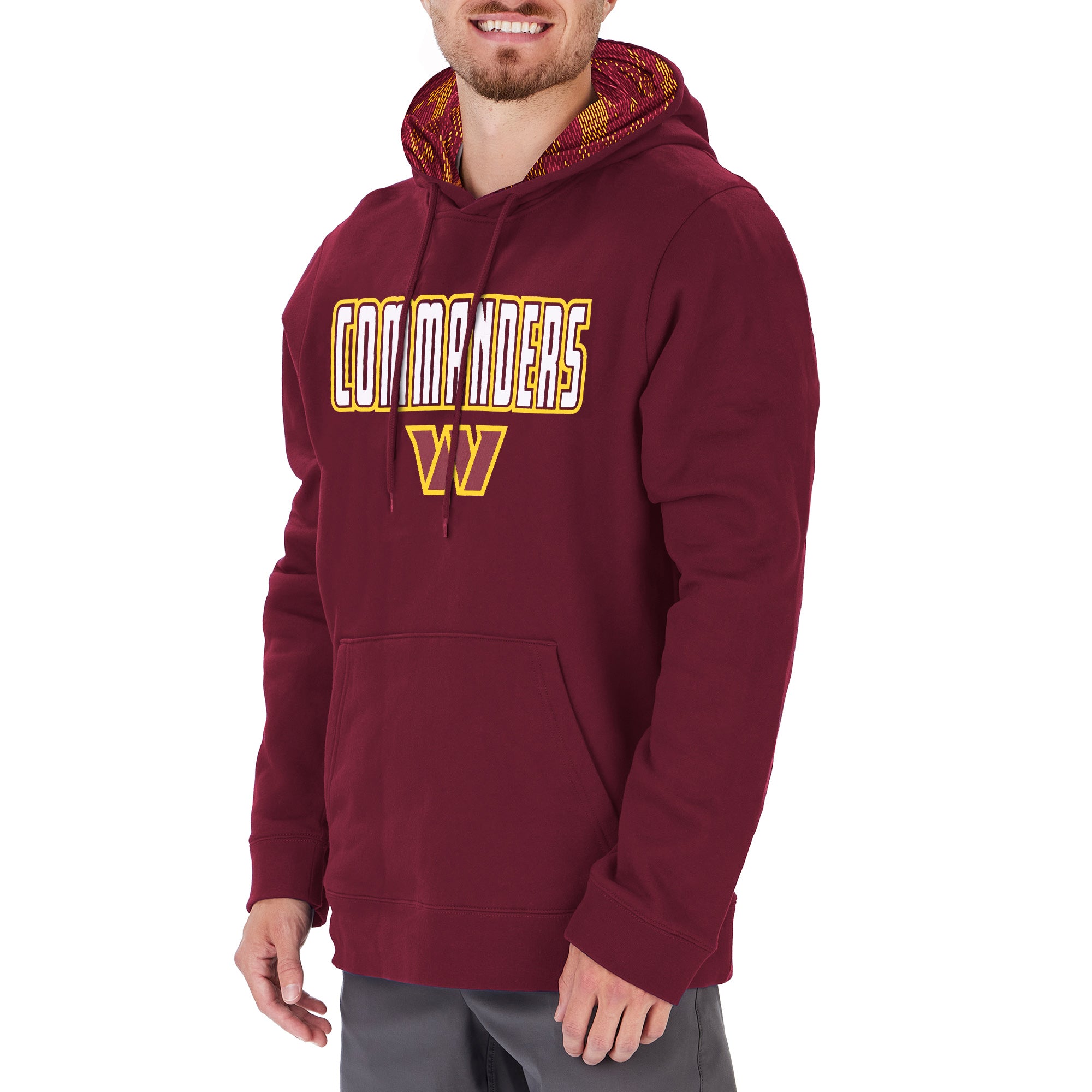 Zubaz NFL WASHINGTON COMMANDERS SOLID BURGUNDY HOOD W/ BURGUNDY/GOLD VIPER PRINT HOOD LINER XX-Large